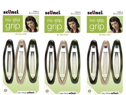 Scunci No-slip Grip Oval Snap Clips, 8 cm, 9-Count