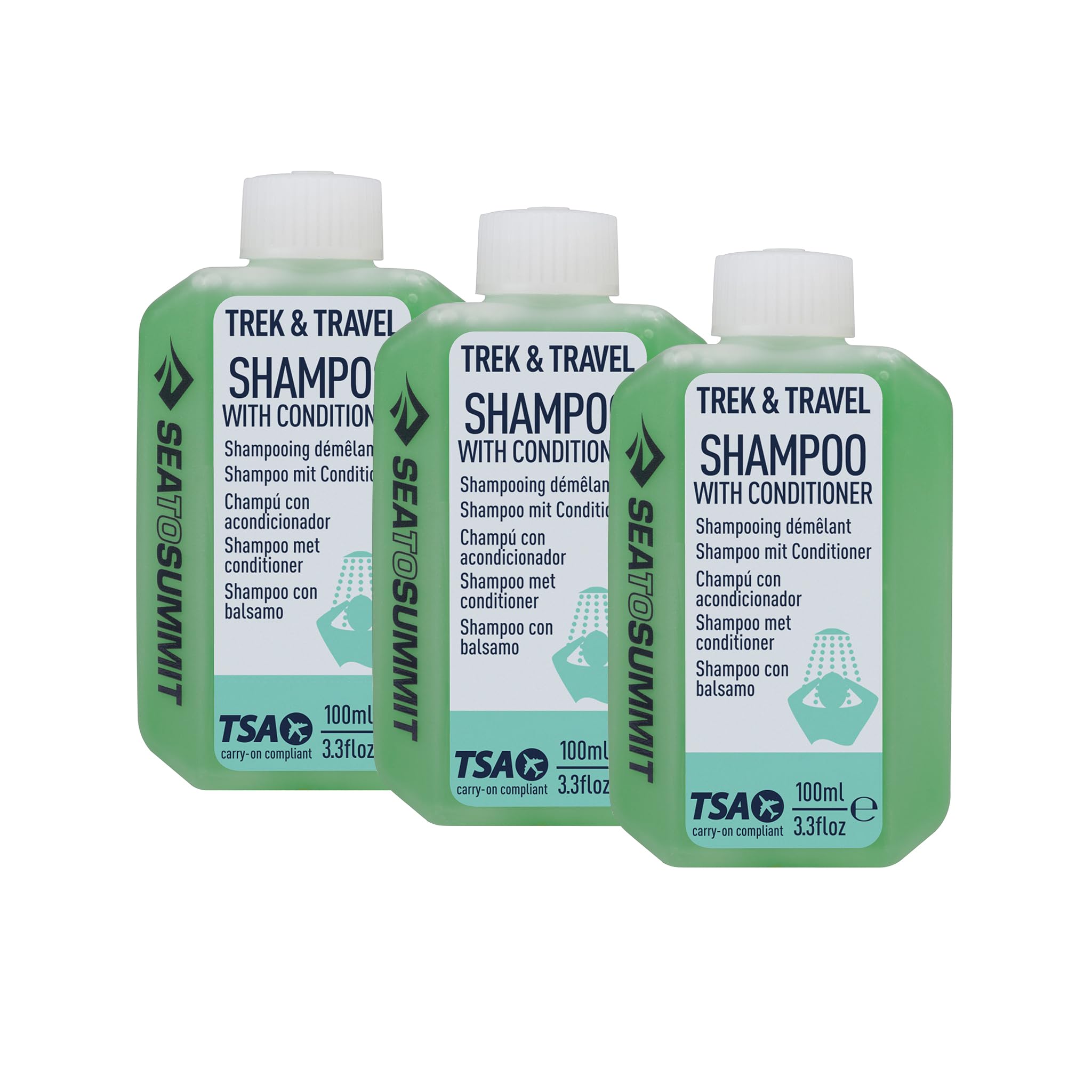 Sea to Summit Trek and Travel Liquid Conditioning Shampoo, 3-Pack (3 x 100ml) | TSA-Approved Travel Hair Care