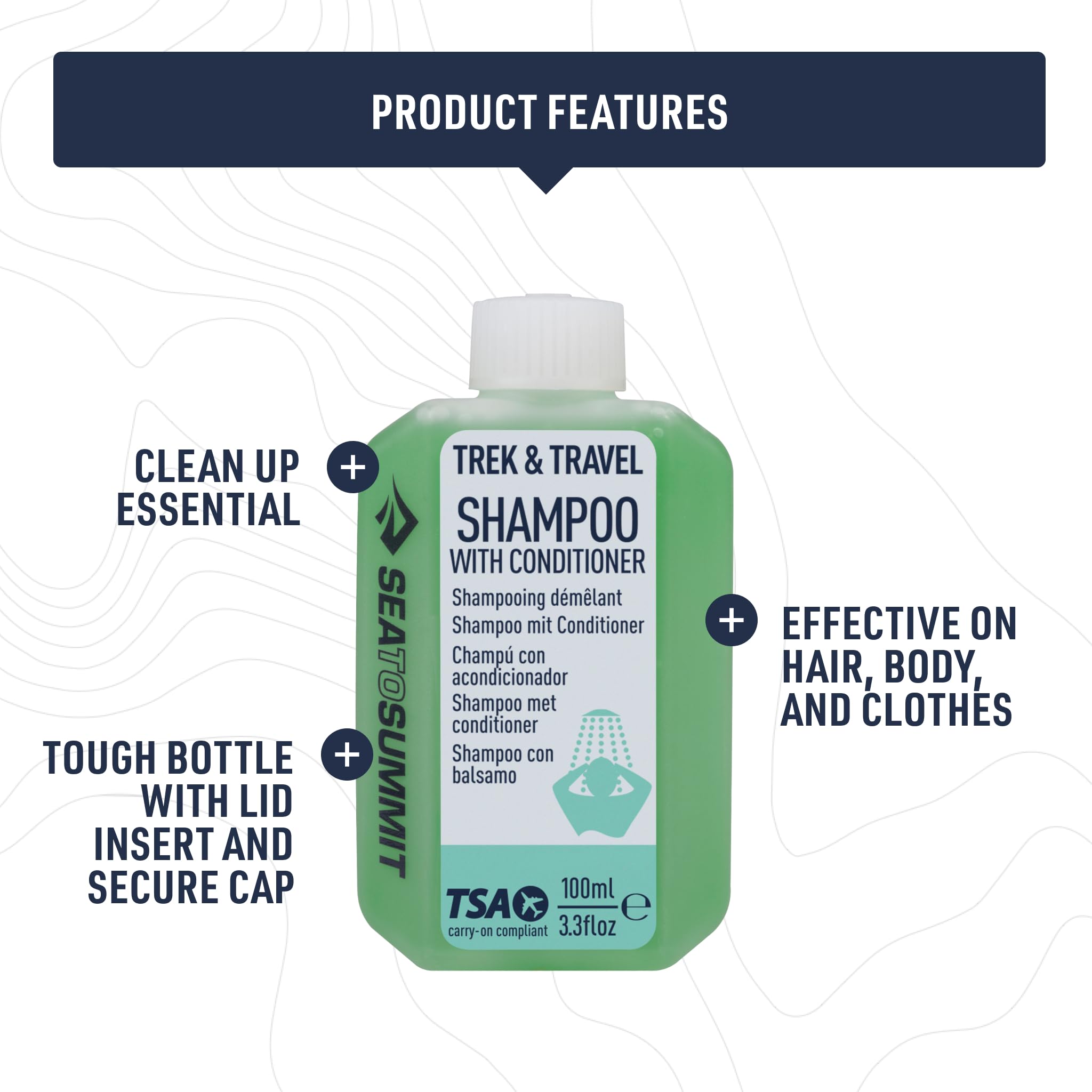 Sea to Summit Trek and Travel Liquid Conditioning Shampoo, 3-Pack (3 x 100ml) | TSA-Approved Travel Hair Care