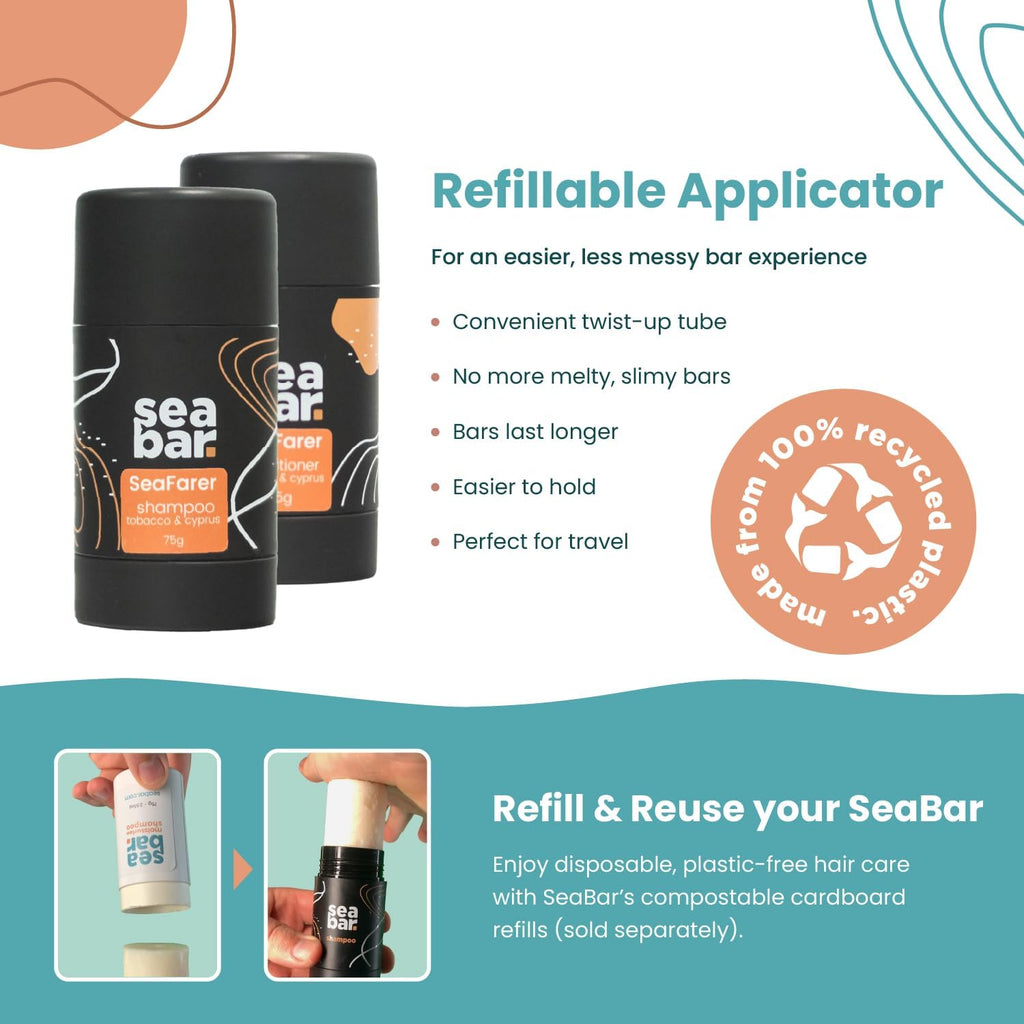SeaBar Shampoo & Conditioner Bar Set - All-Natural, Vegan, Zero-Waste