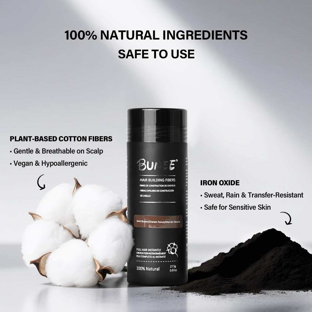 Seaboll Hair Building Fibers – 2-in-1 Hairline & Beard Coverage Kit (Dark Brown)