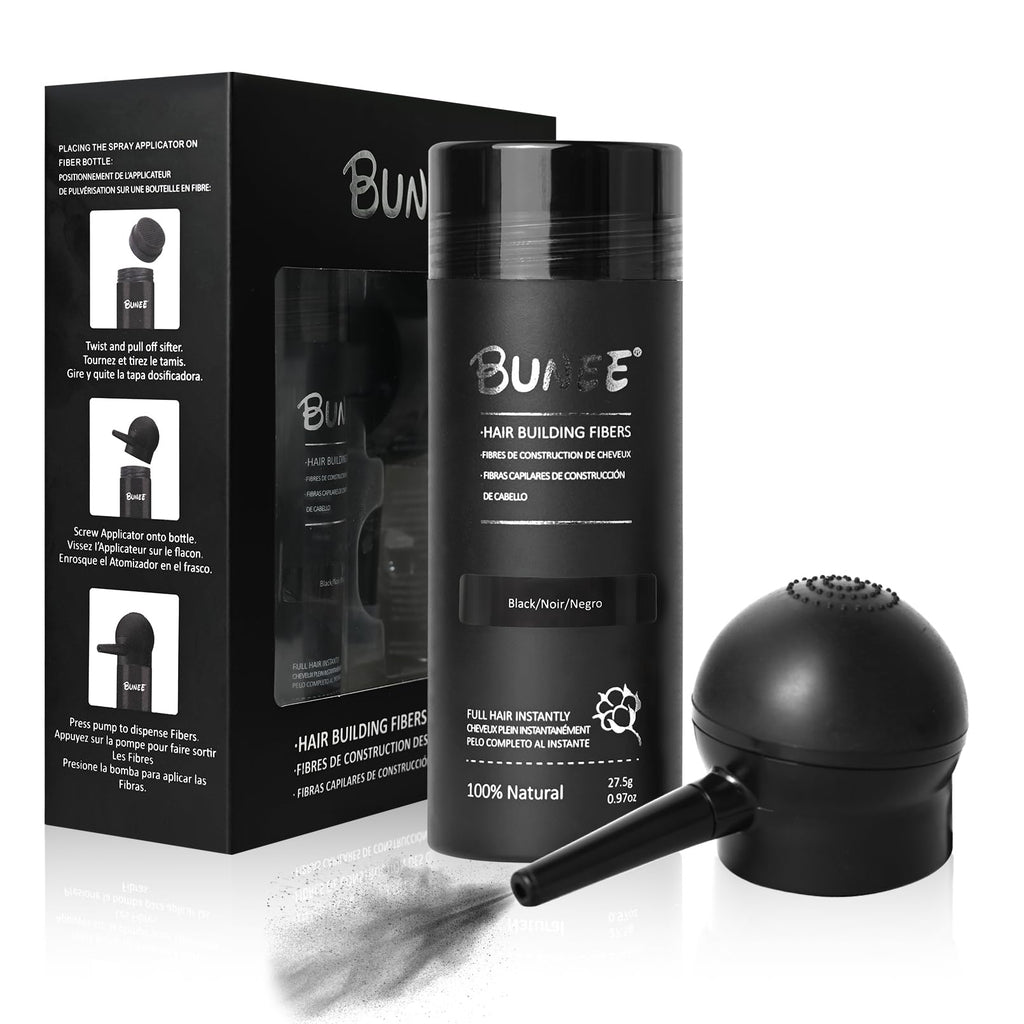 Seaboll Hair Building Fibers Kit – 2-in-1 Spray for Thinning Hair (Black)