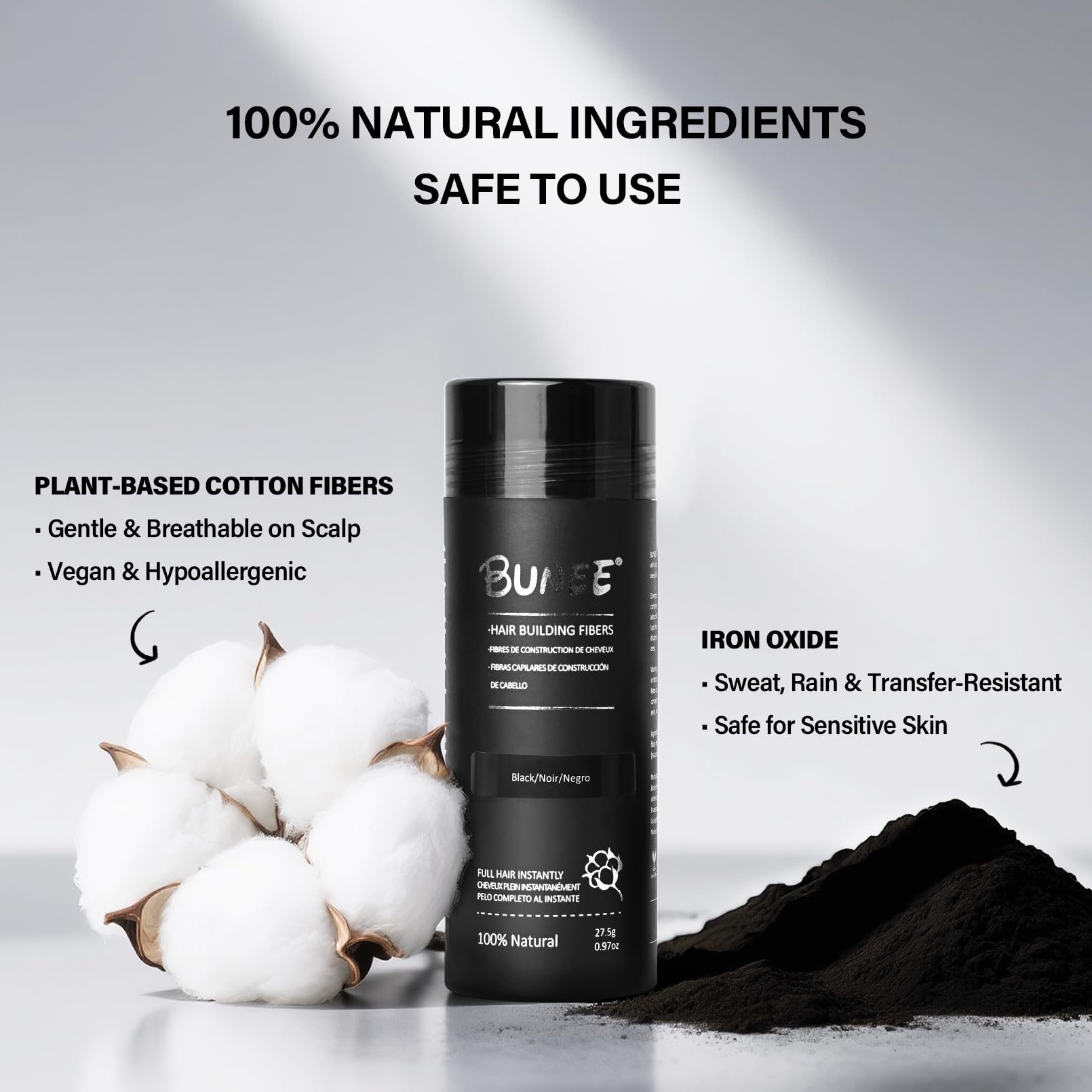 Seaboll Hair Building Fibers Kit – 2-in-1 Spray for Thinning Hair (Black)