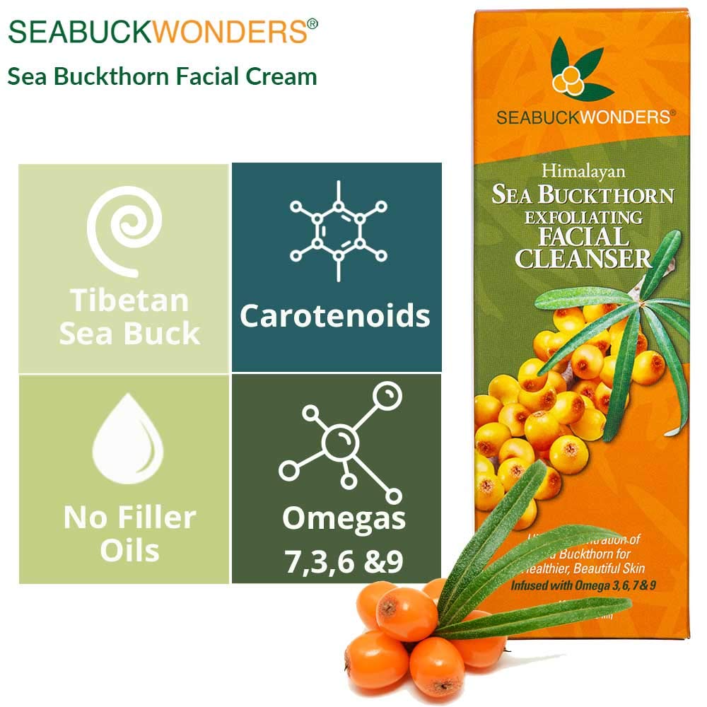 SEABUCKWONDERS Organic Sea Buckthorn Exfoliating Face Wash – Gentle, pH Balanced Cleanser, 4 oz
