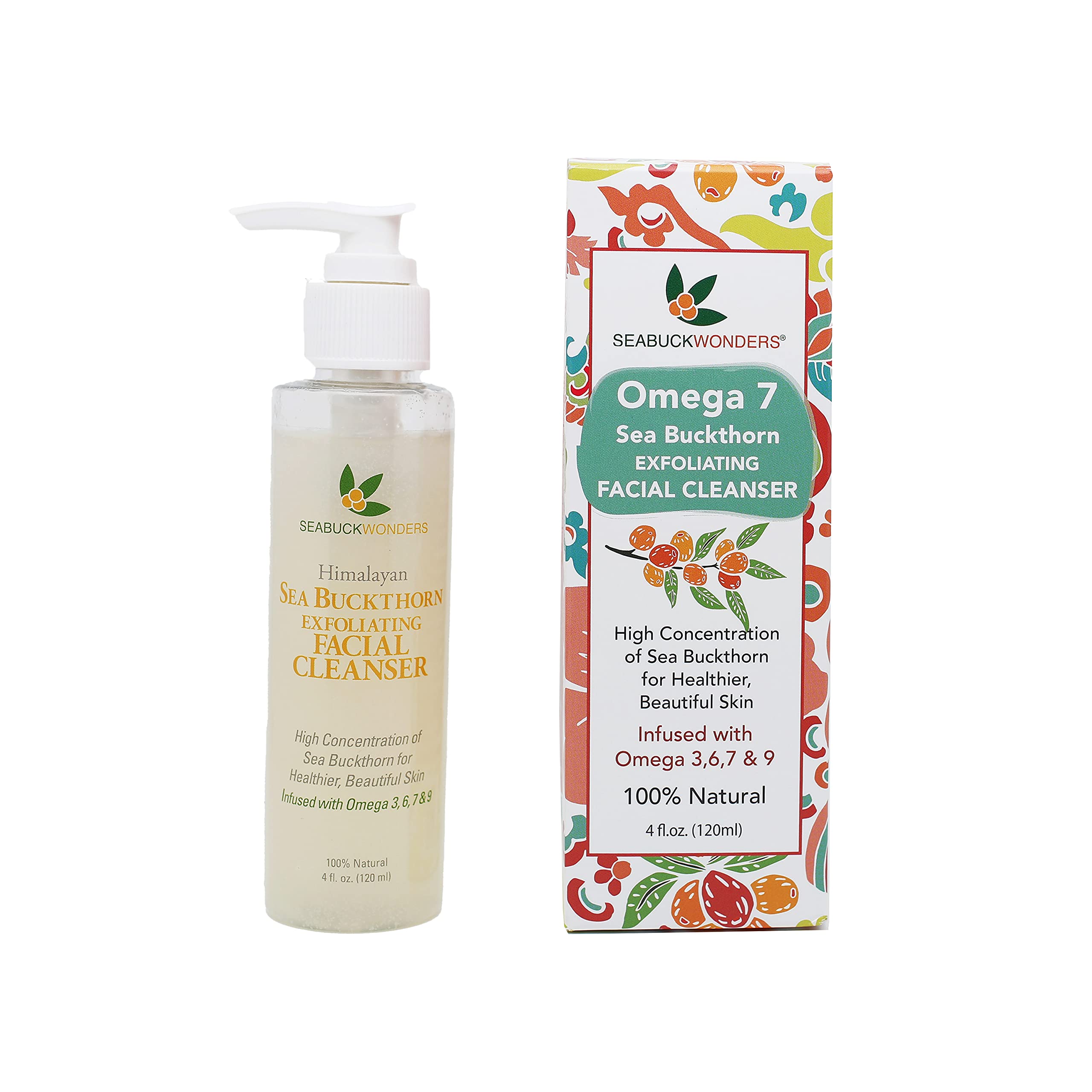 SEABUCKWONDERS Organic Sea Buckthorn Exfoliating Face Wash – Gentle, pH Balanced Cleanser, 4 oz