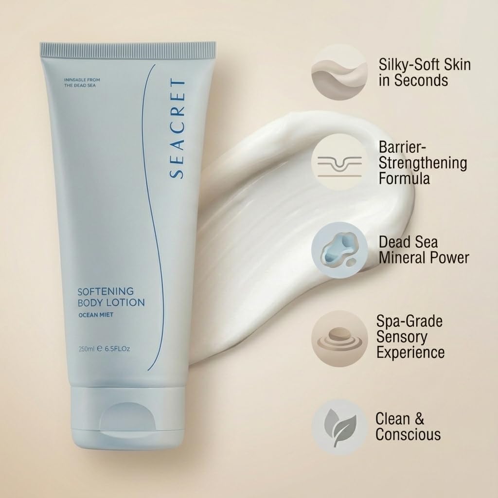SEACRET Body Lotion for Dry Skin | Daily Moisturizer with Ceramide, Squalane & Dead Sea Minerals - Ocean Mist Scent, 6.8 oz