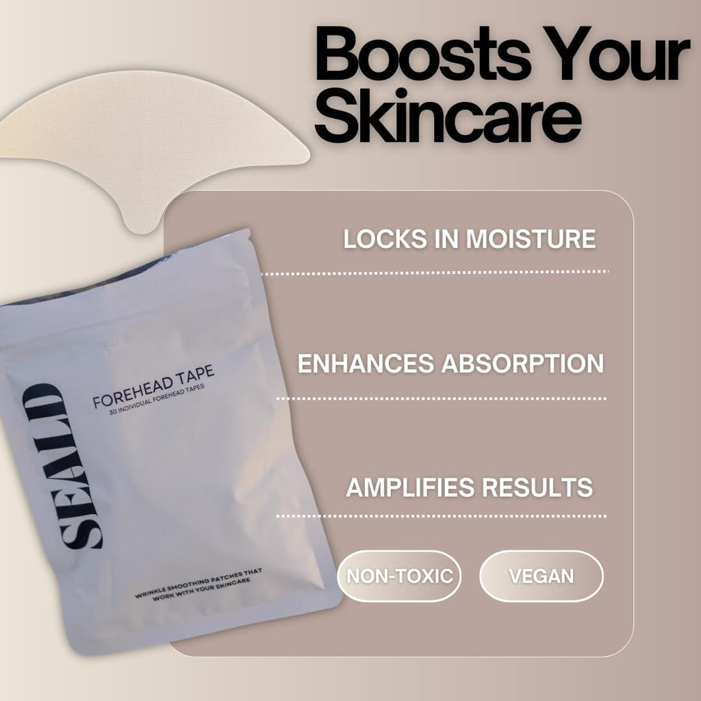 SEALD Forehead Tape – Wrinkle Smoothing Patches for Overnight Skin Care | 30 Patches
