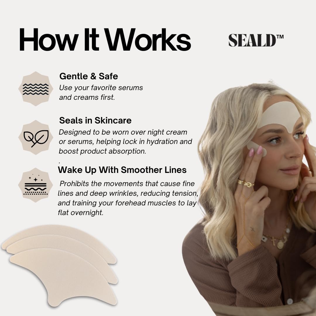 SEALD Forehead Tape – Wrinkle Smoothing Patches for Overnight Skin Care | 30 Patches