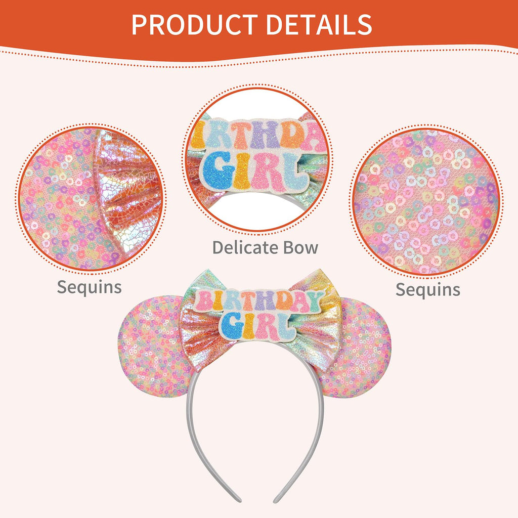 Seamoy Sequin Minnie Ears Headband – Rainbow Birthday Accessory