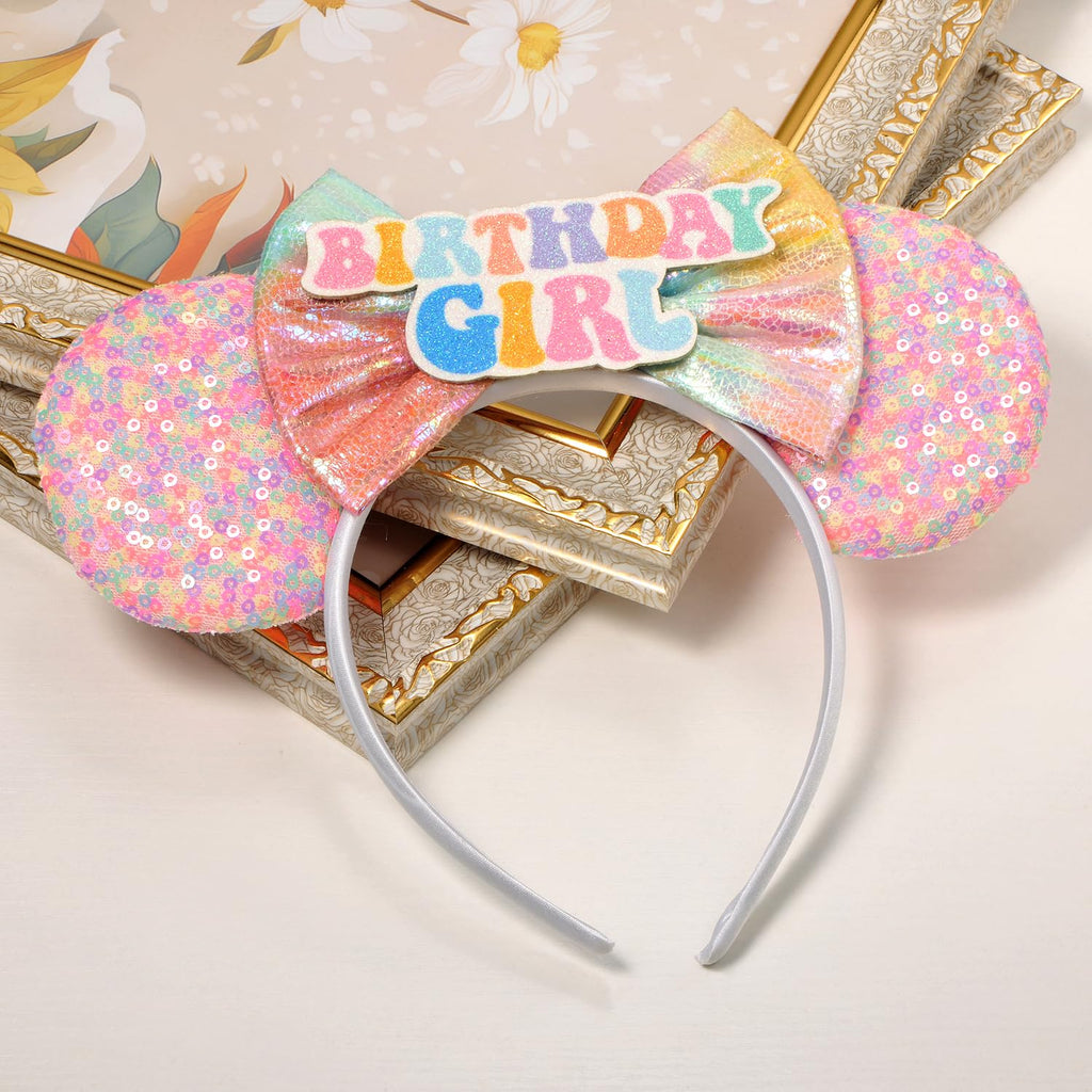 Seamoy Sequin Minnie Ears Headband – Rainbow Birthday Accessory