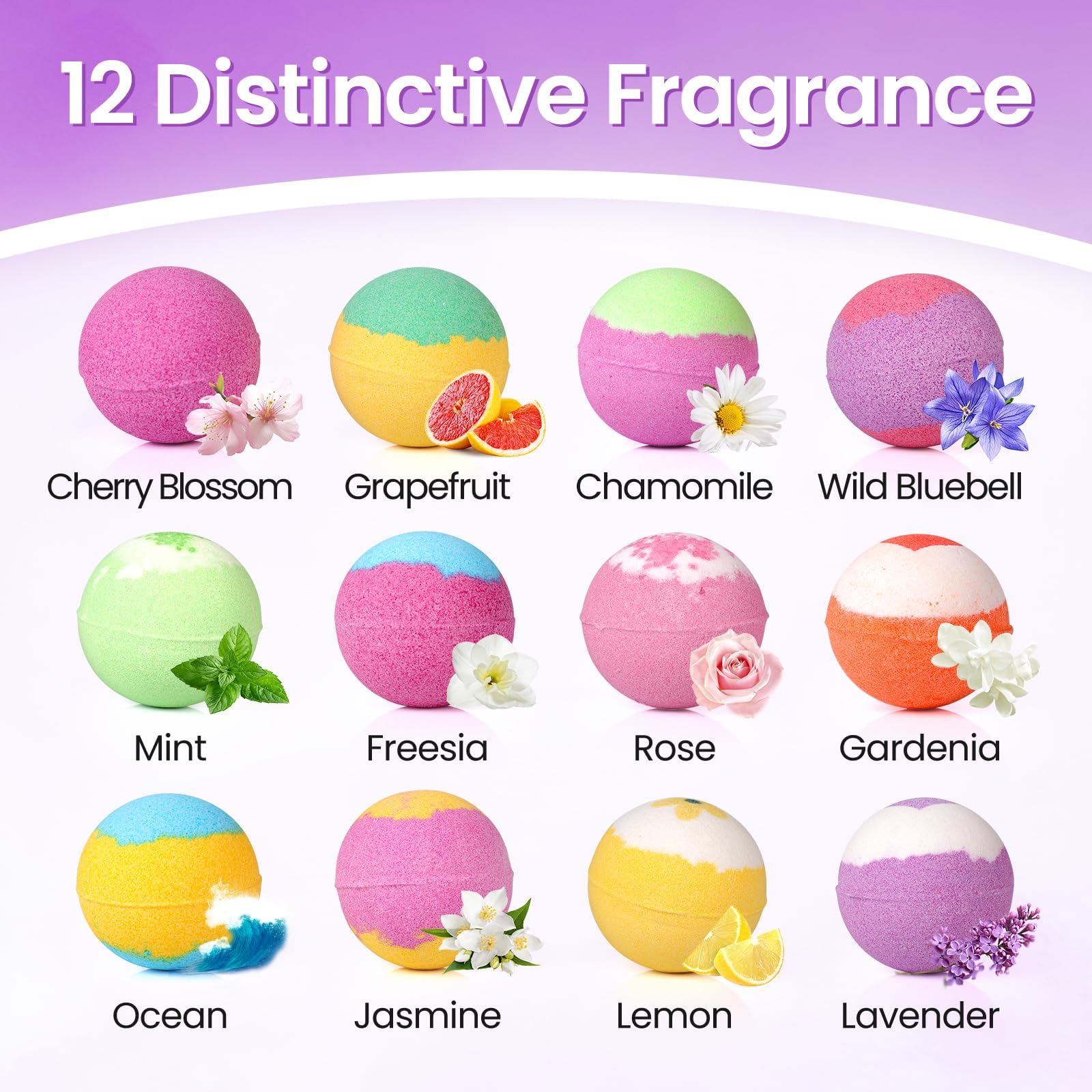 SeasonBliss Bath Bombs 12-Pack – Handmade Shea Butter Bombs for Relaxing Baths