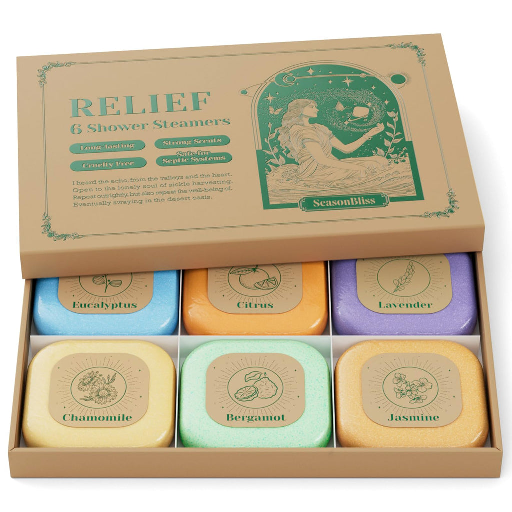 SeasonBliss 6-Pack Shower Steamers - Gift Box for Self-Care & Relaxation