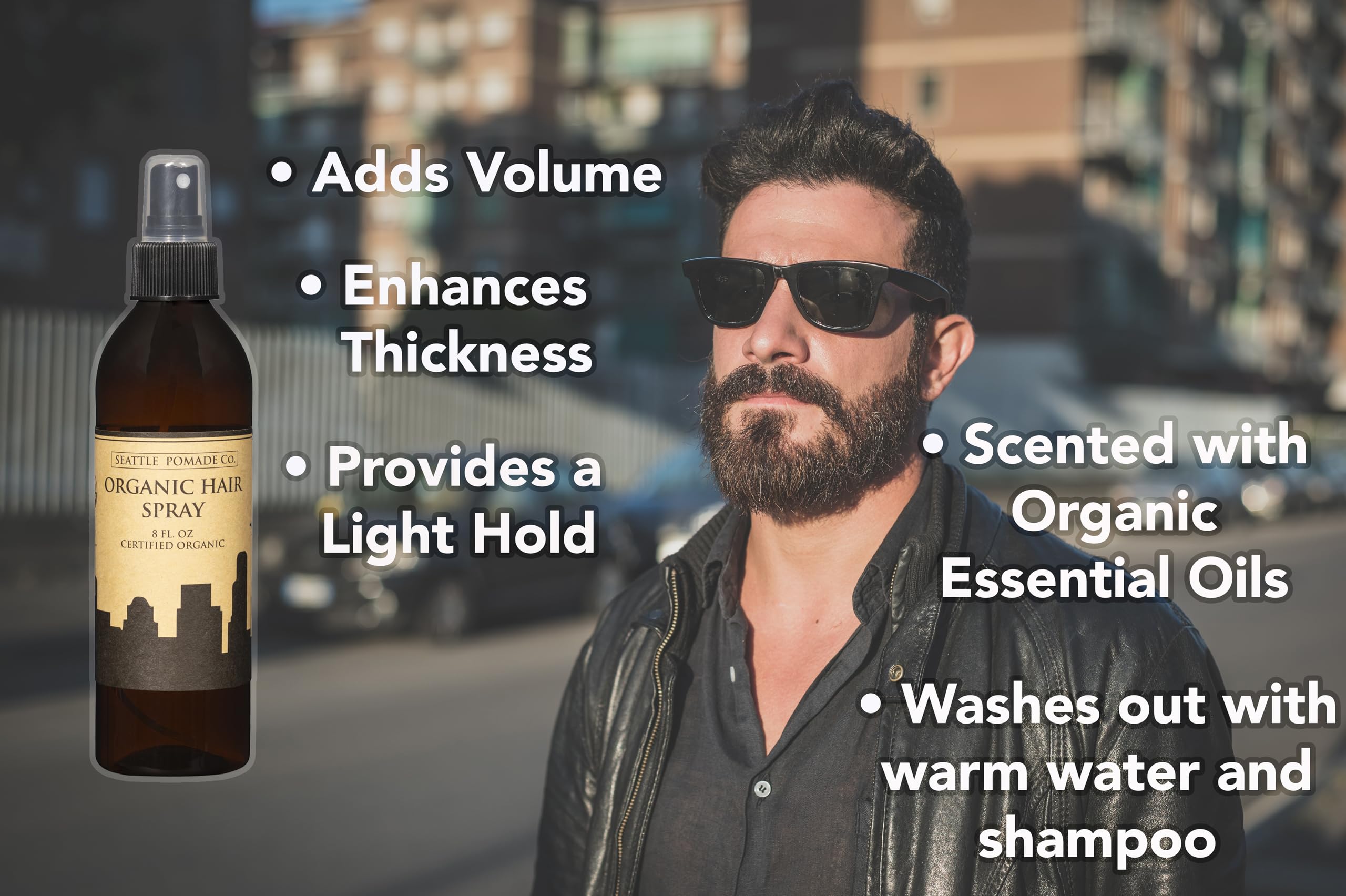 Seattle Pomade Co. Certified Organic Hair Spray – Aloe, Acacia Fiber, Light Hold