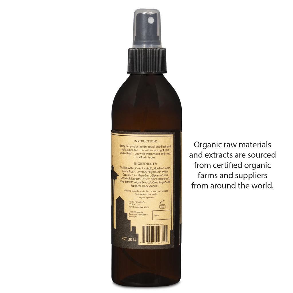 Seattle Pomade Co. Certified Organic Hair Spray – Aloe, Acacia Fiber, Light Hold