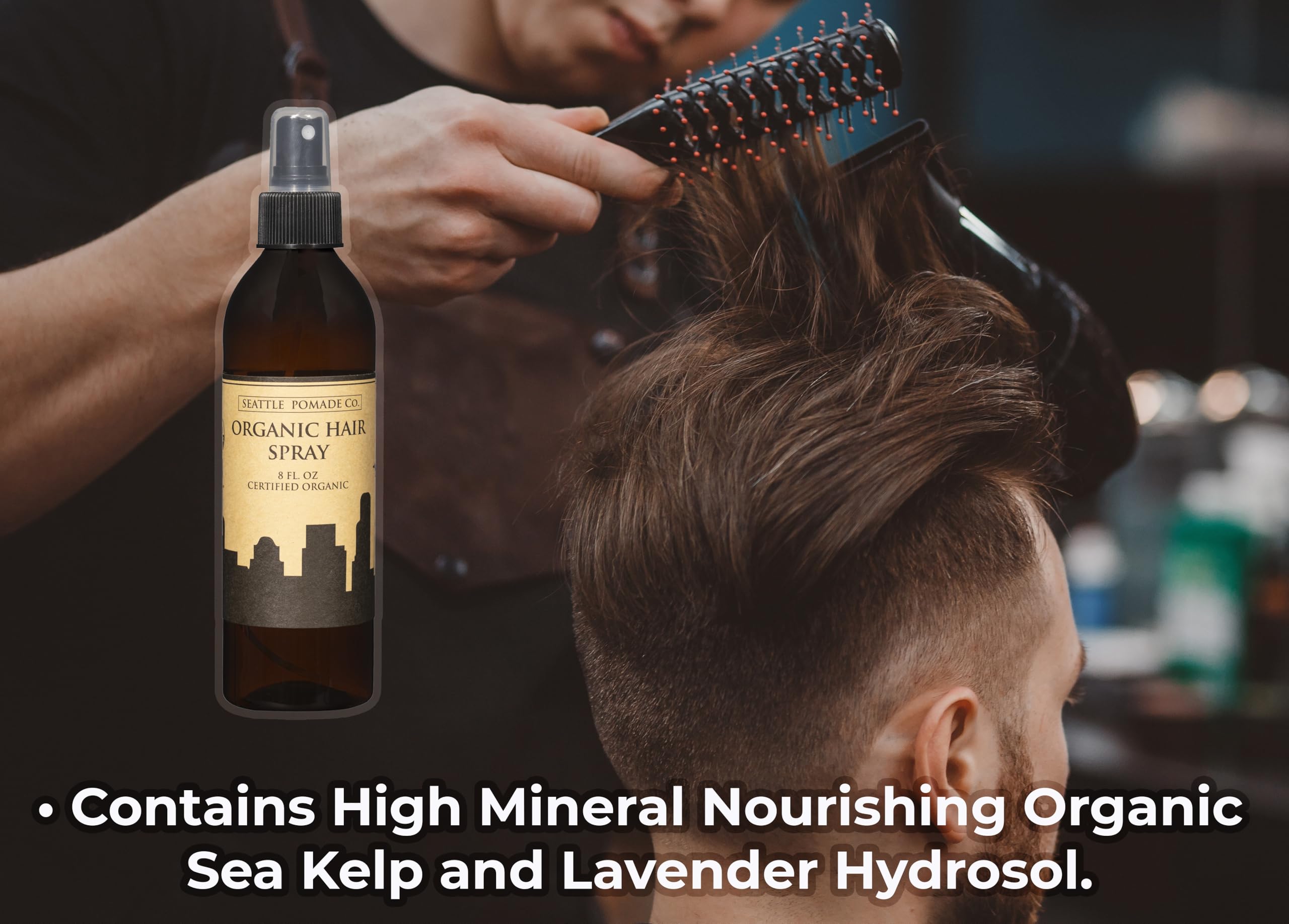 Seattle Pomade Co. Certified Organic Hair Spray – Aloe, Acacia Fiber, Light Hold
