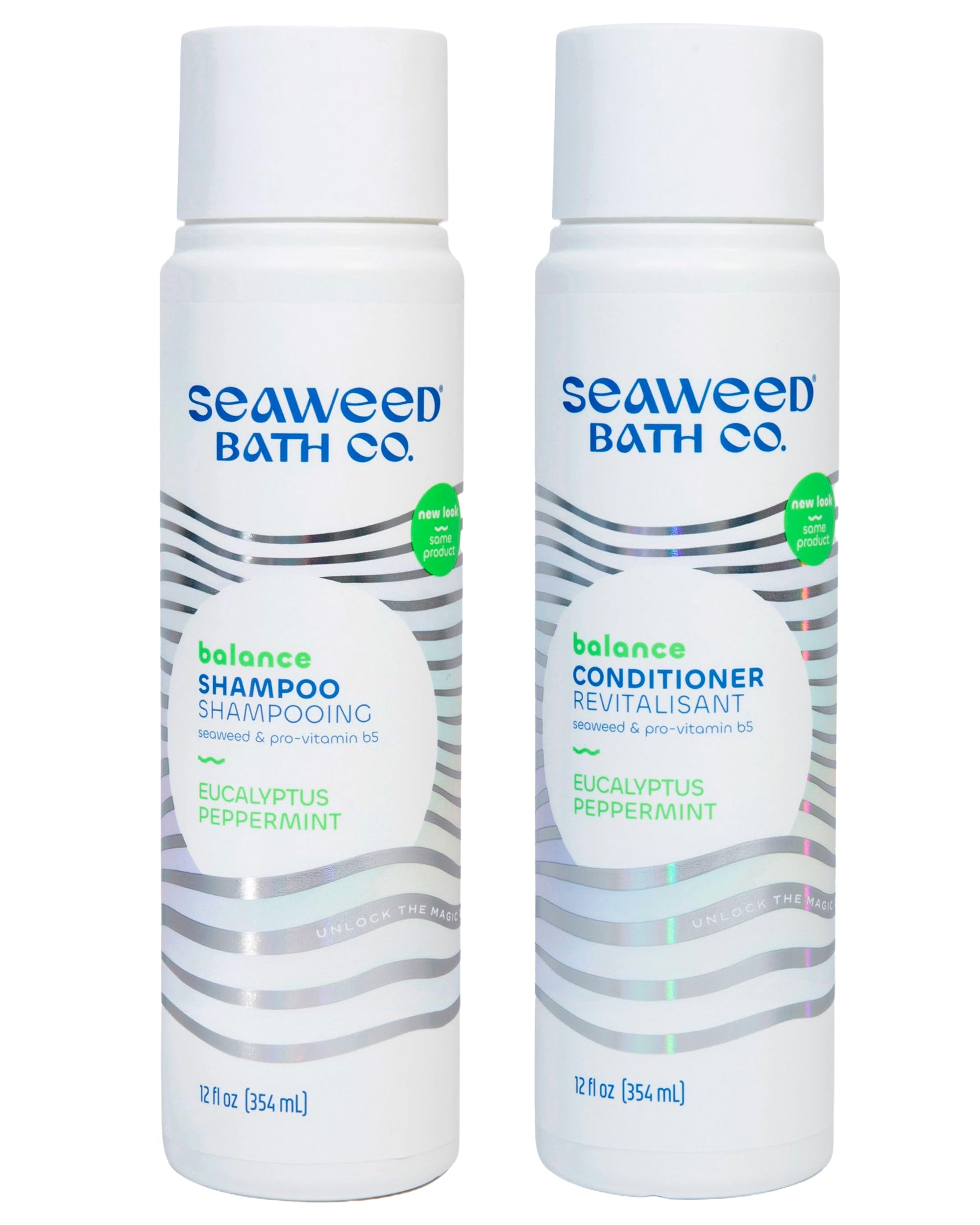 Seaweed Bath Co. Balance Shampoo & Conditioner Set – Eucalyptus Peppermint (12 oz x2)