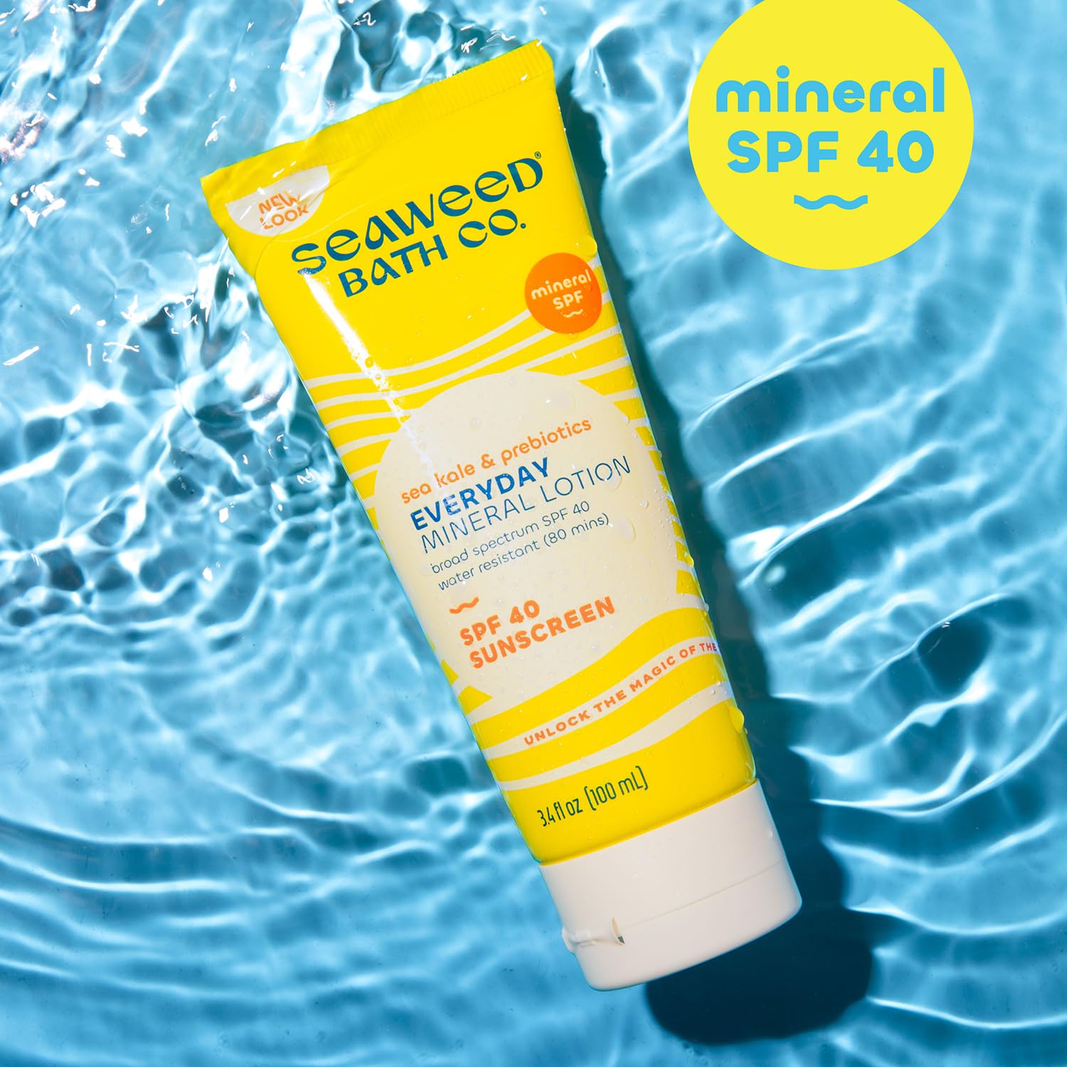 Seaweed Bath Co. Everyday Mineral SPF 40 Sunscreen Lotion – Broad Spectrum, Vegan & Cruelty-Free, 3.4 oz