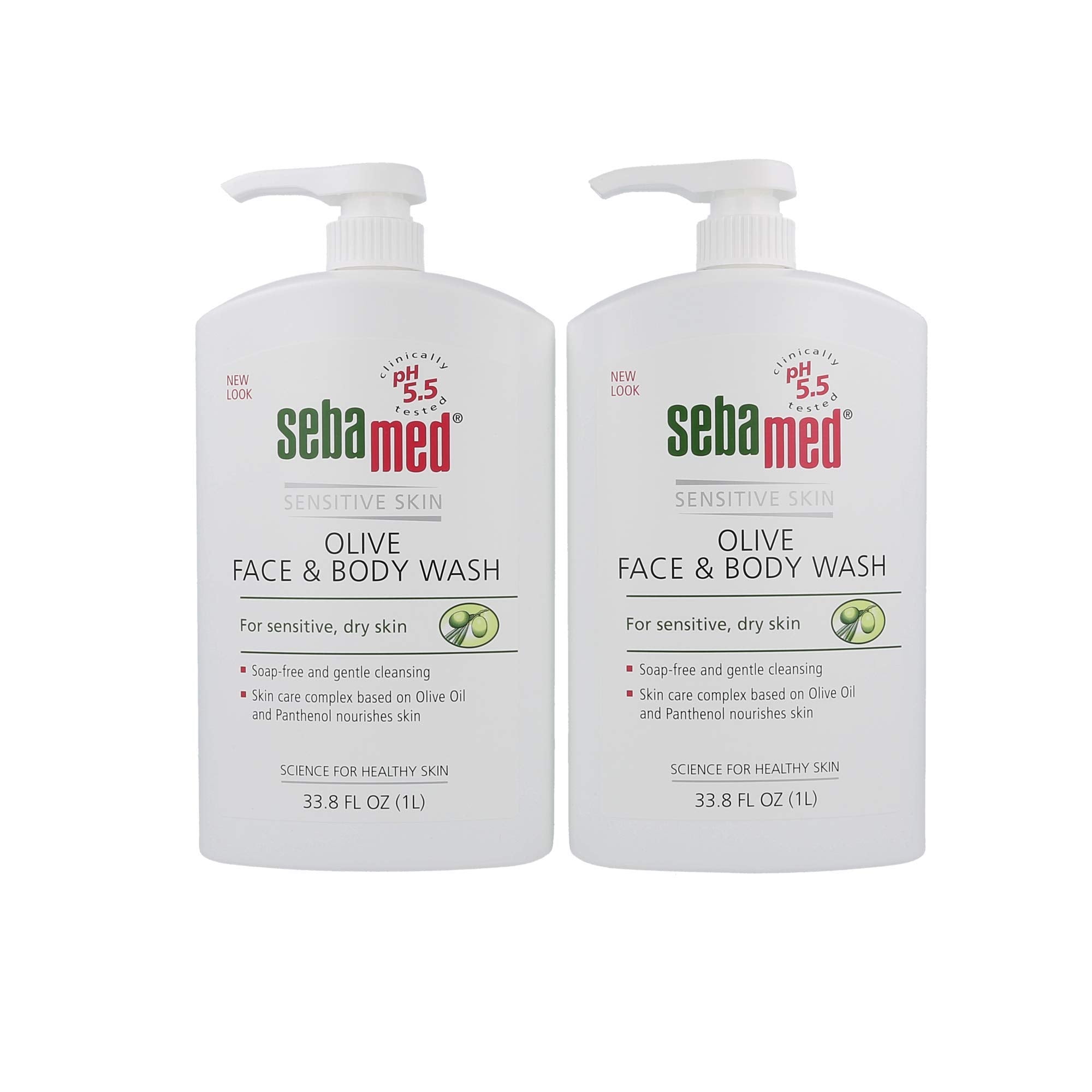 SEBAMED Olive Face & Body Wash – Soap-Free, Ultra Mild for Sensitive Skin | 1L x 2-Pack