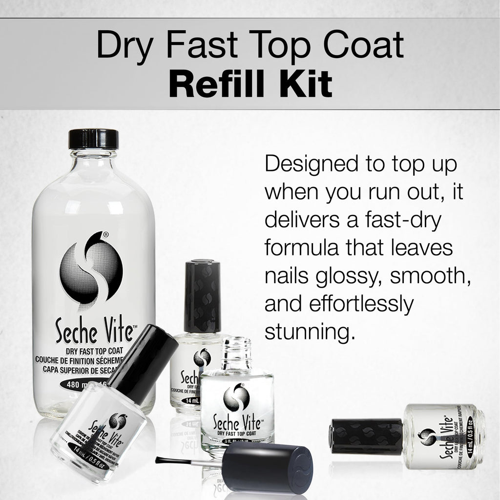 Seche Vite Dry Fast Top Coat Refill Kit – 16 oz + 4 x 0.50 oz Bottles