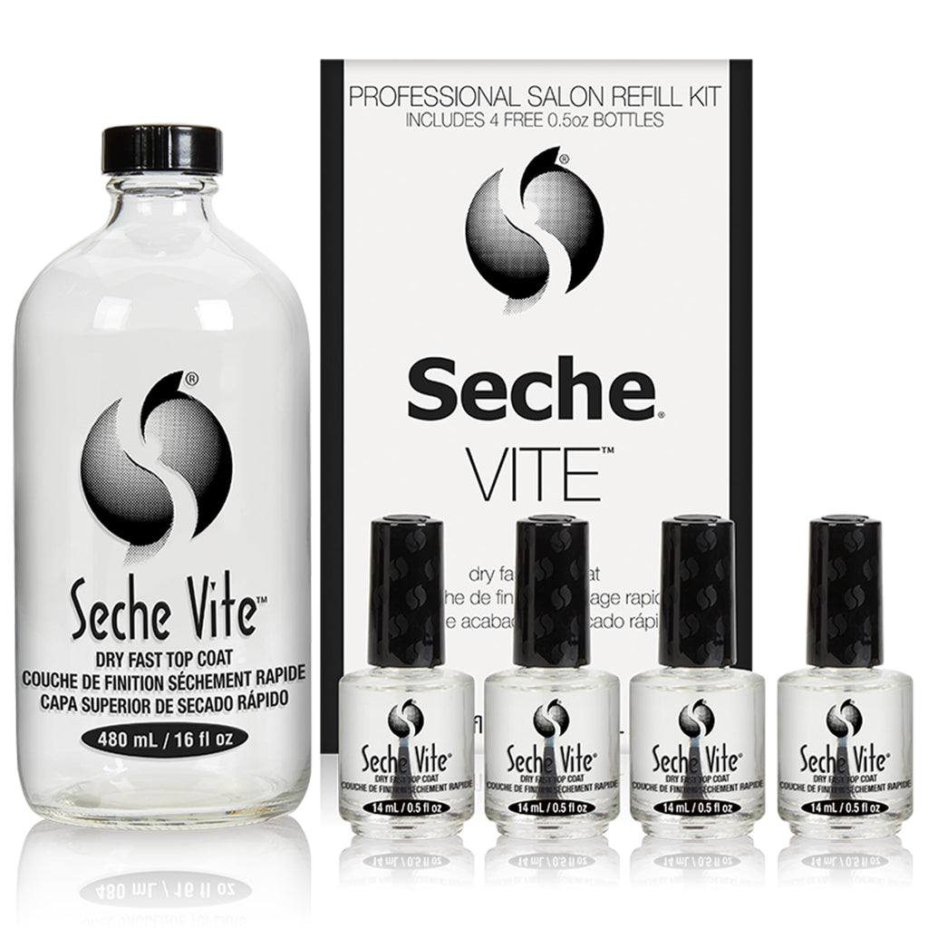 Seche Vite Dry Fast Top Coat Refill Kit – 16 oz + 4 x 0.50 oz Bottles