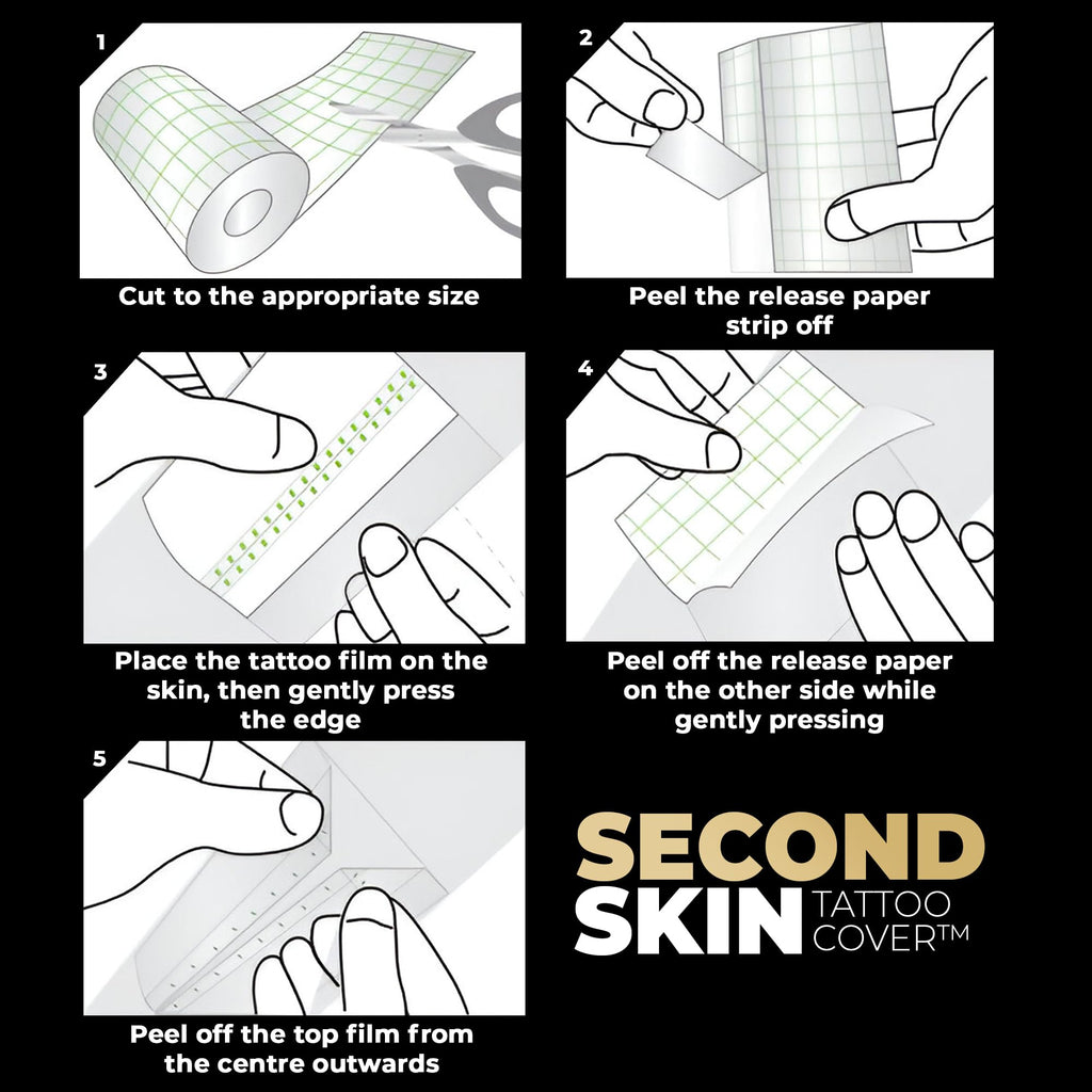 Second Skin Tattoo Cover Roll – Breathable, Clear Matte Tattoo Protection Film (10in x 2.18yd)