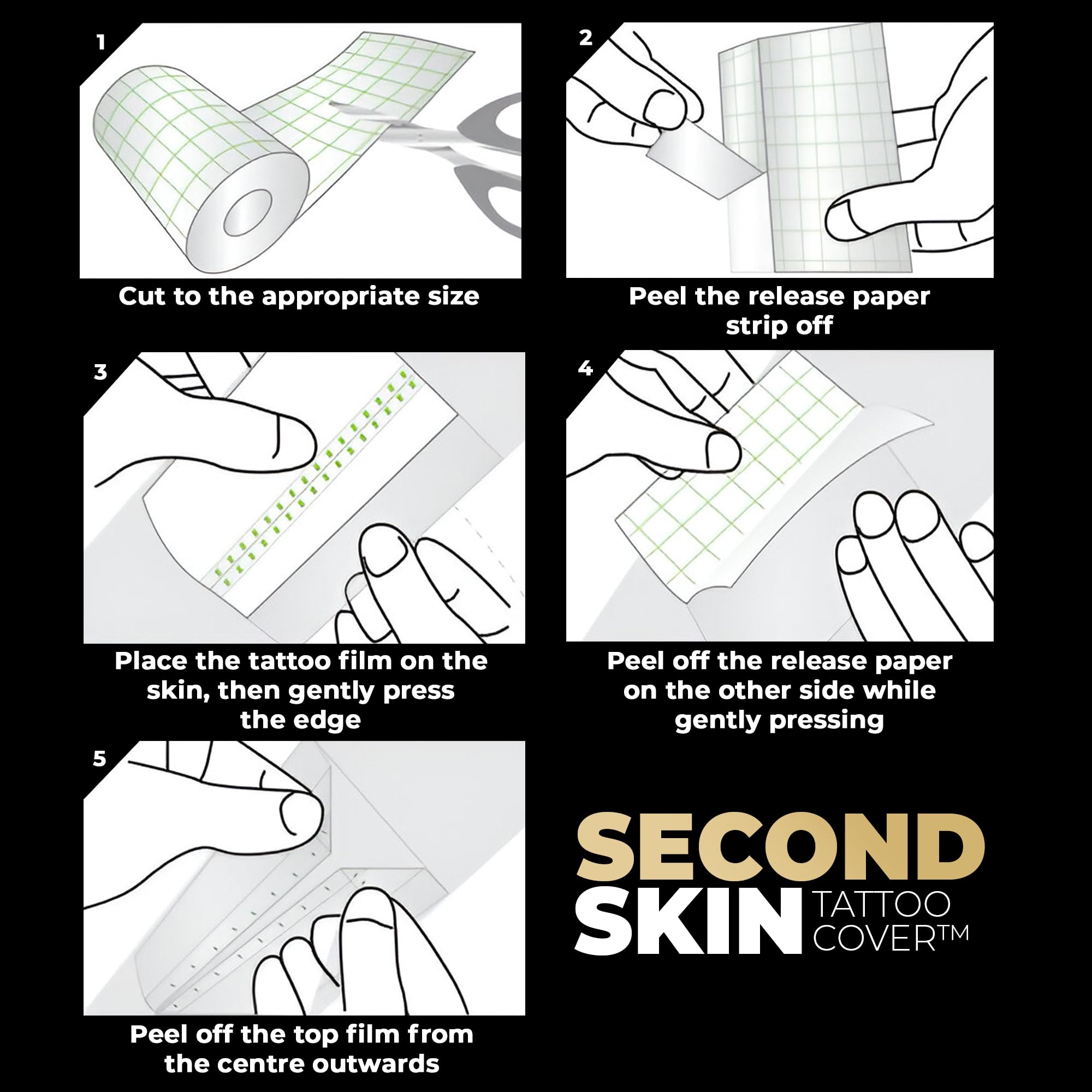 Second Skin Tattoo Cover Roll – Breathable, Clear Matte Tattoo Protection Film (10in x 2.18yd)