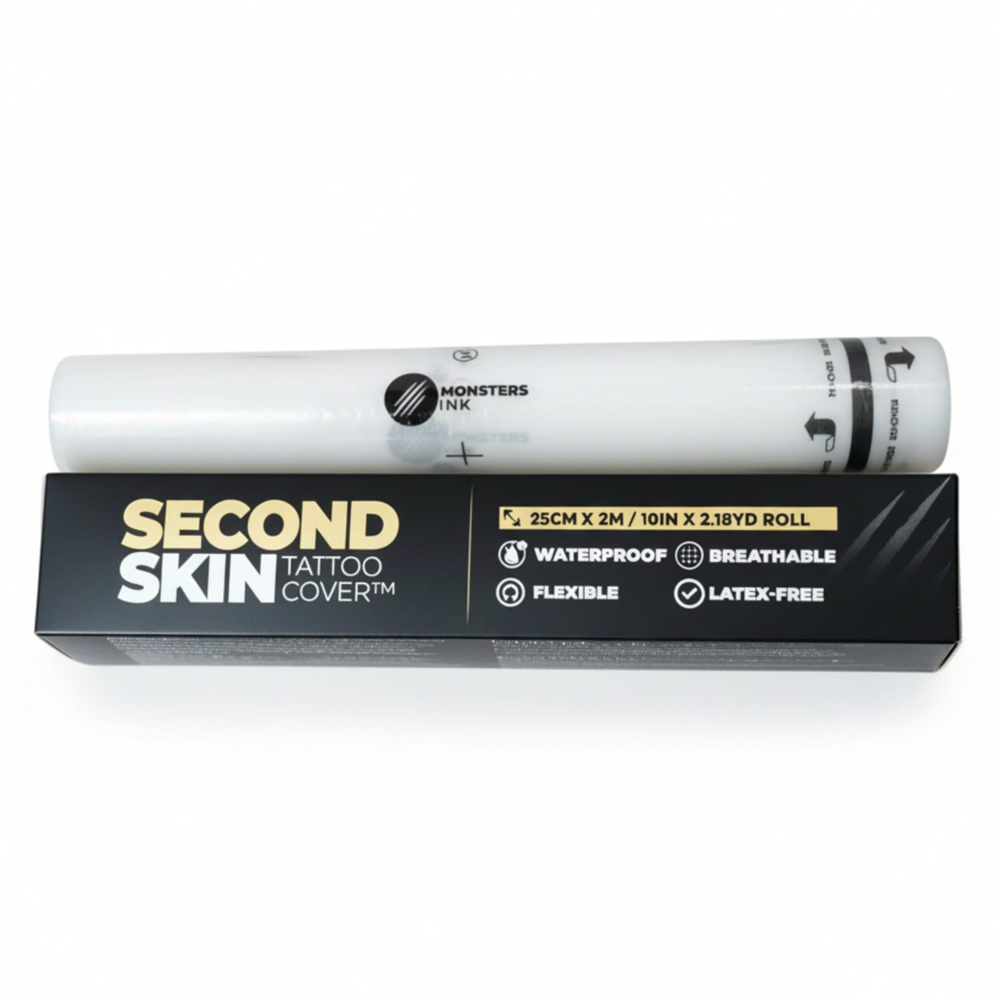 Second Skin Tattoo Cover Roll – Breathable, Clear Matte Tattoo Protection Film (10in x 2.18yd)