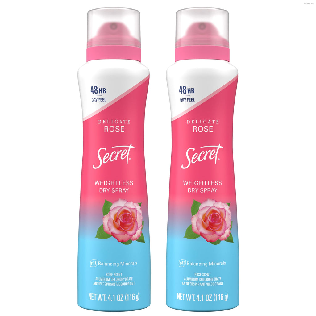 Secret Dry Spray Antiperspirant Deodorant for Women – 48hr Sweat & Odor Protection, Wild Rose & Argan Oil, 4.1 oz (Pack of 2)
