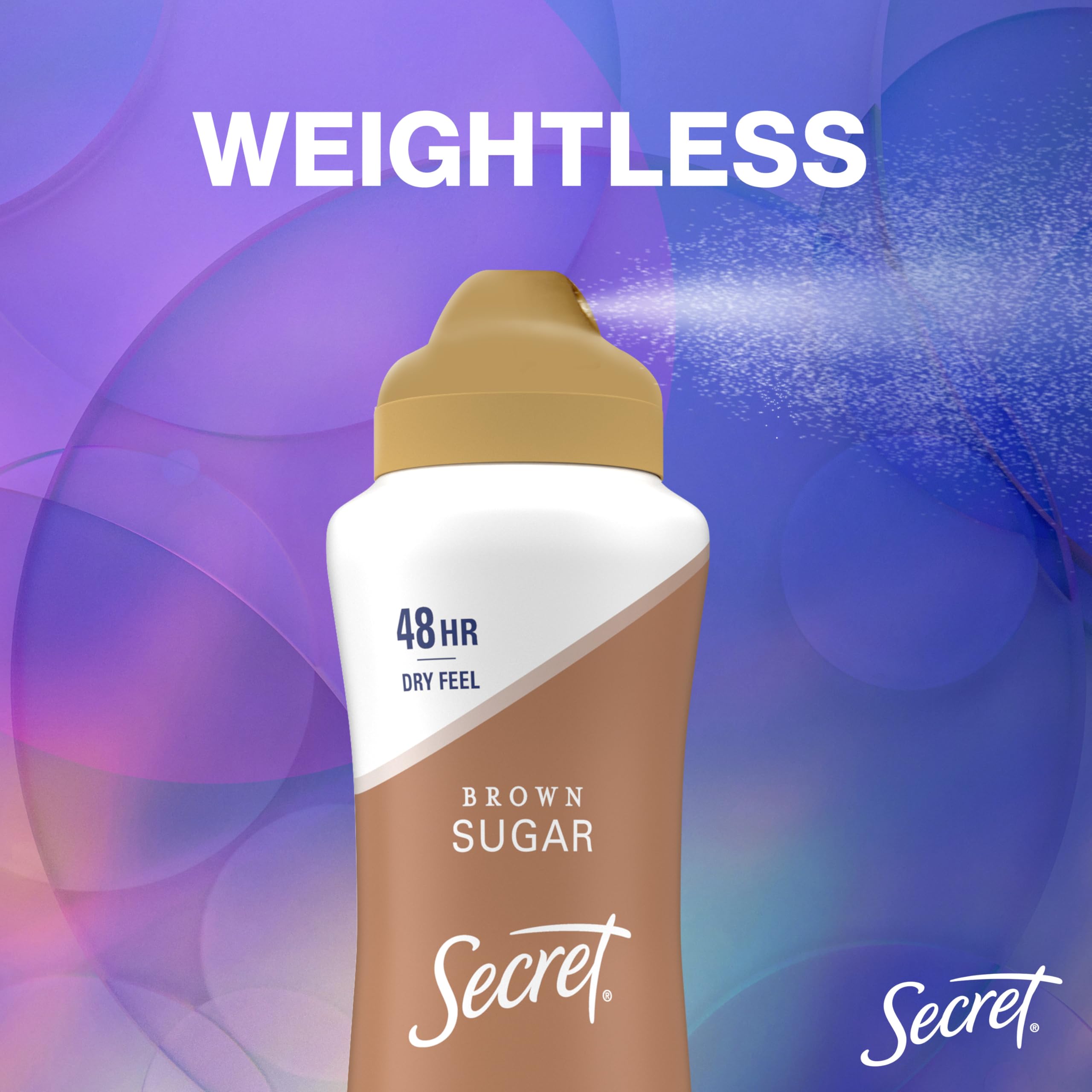 Secret Dry Spray Antiperspirant Deodorant for Women – 48-Hour Weightless Protection, Brown Sugar Scent, Pack of 3 (4.1 oz each)