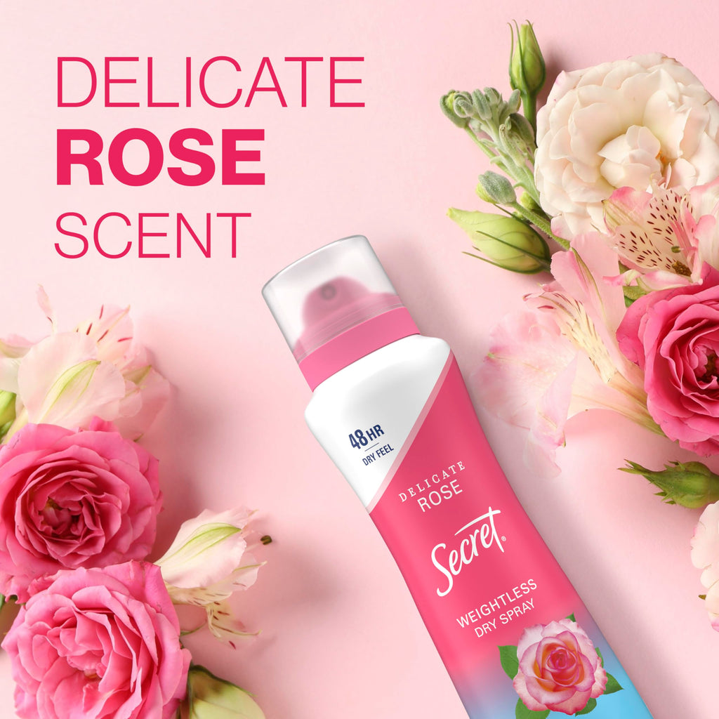 Secret Dry Spray Antiperspirant Deodorant for Women – 48hr Sweat & Odor Protection, Wild Rose & Argan Oil, 4.1 oz (Pack of 2)
