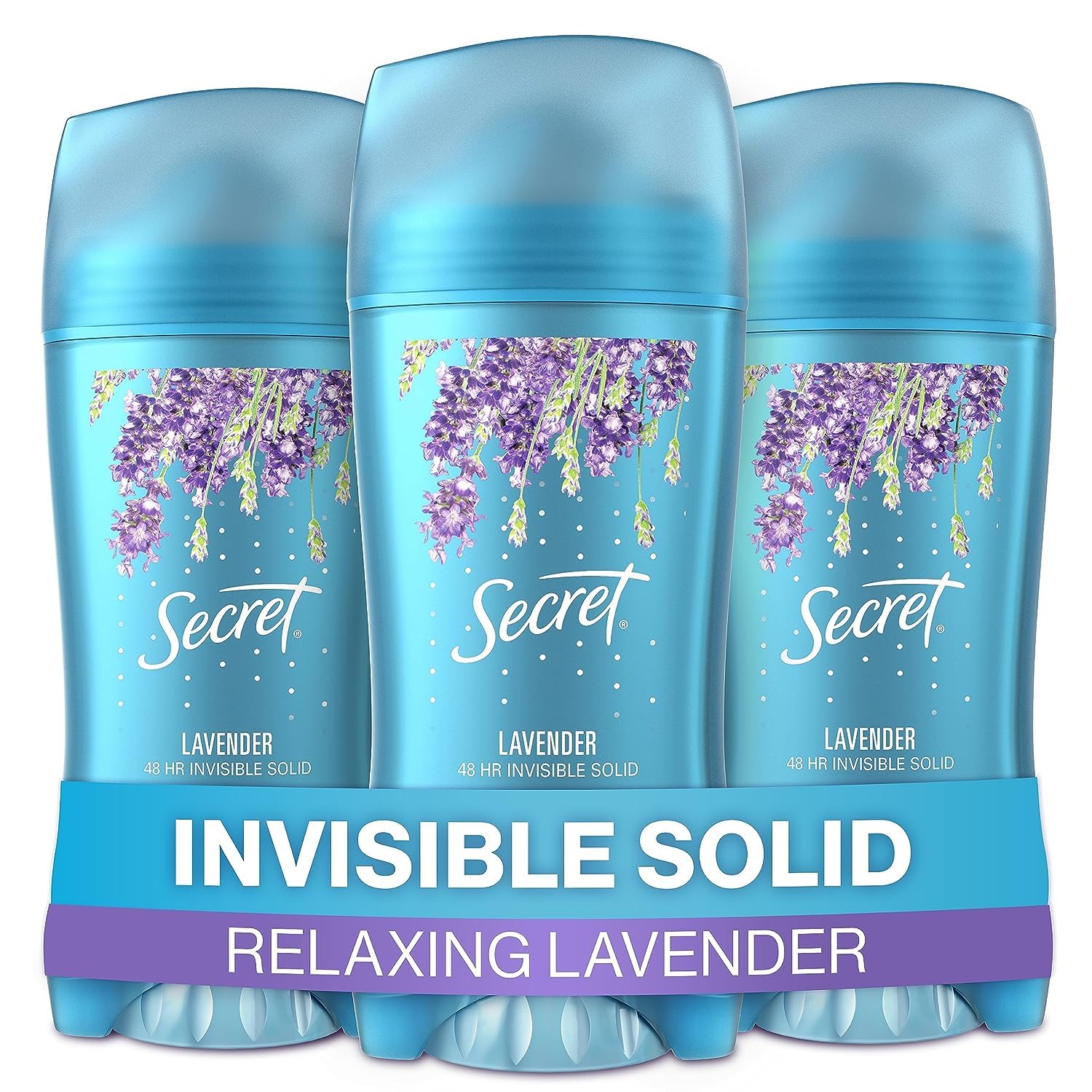 Secret Lavender Invisible Solid Antiperspirant & Deodorant for Women – 2.6 oz (Pack of 3)