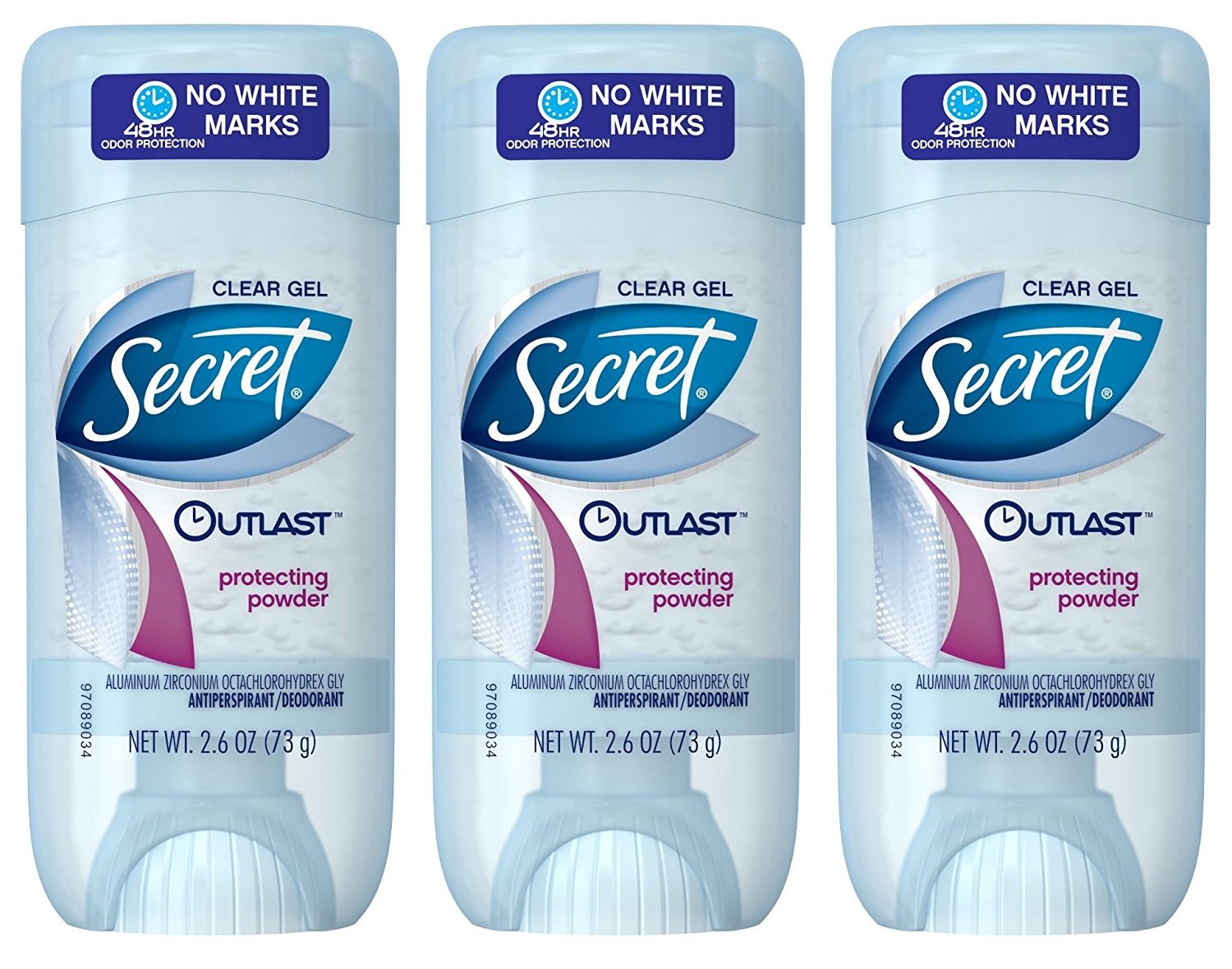 Secret Outlast Xtend Protecting Powder Clear Gel Deodorant – 2.6 oz, Pack of 3 | 48-Hour Odor Protection
