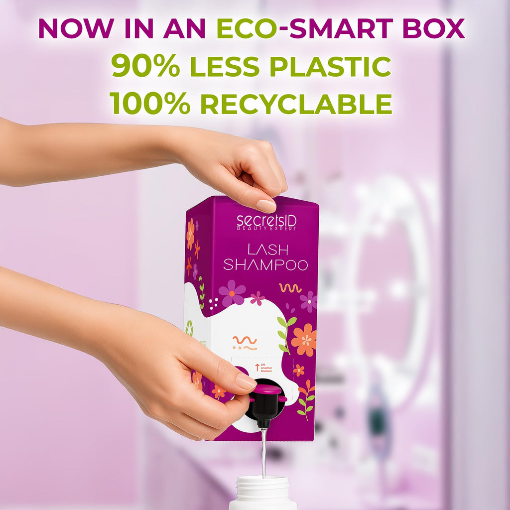 SecretsID Pro Lash Shampoo for Extensions – 4L Eco-Refill + 50 Cards