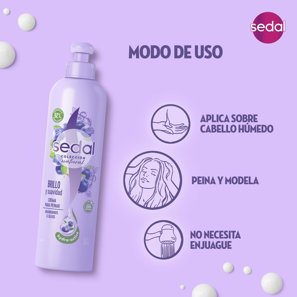Sedal Natural Gloss & Softness Combing Cream 300ml | Shine, Smoothness & Healthy-Look Hair