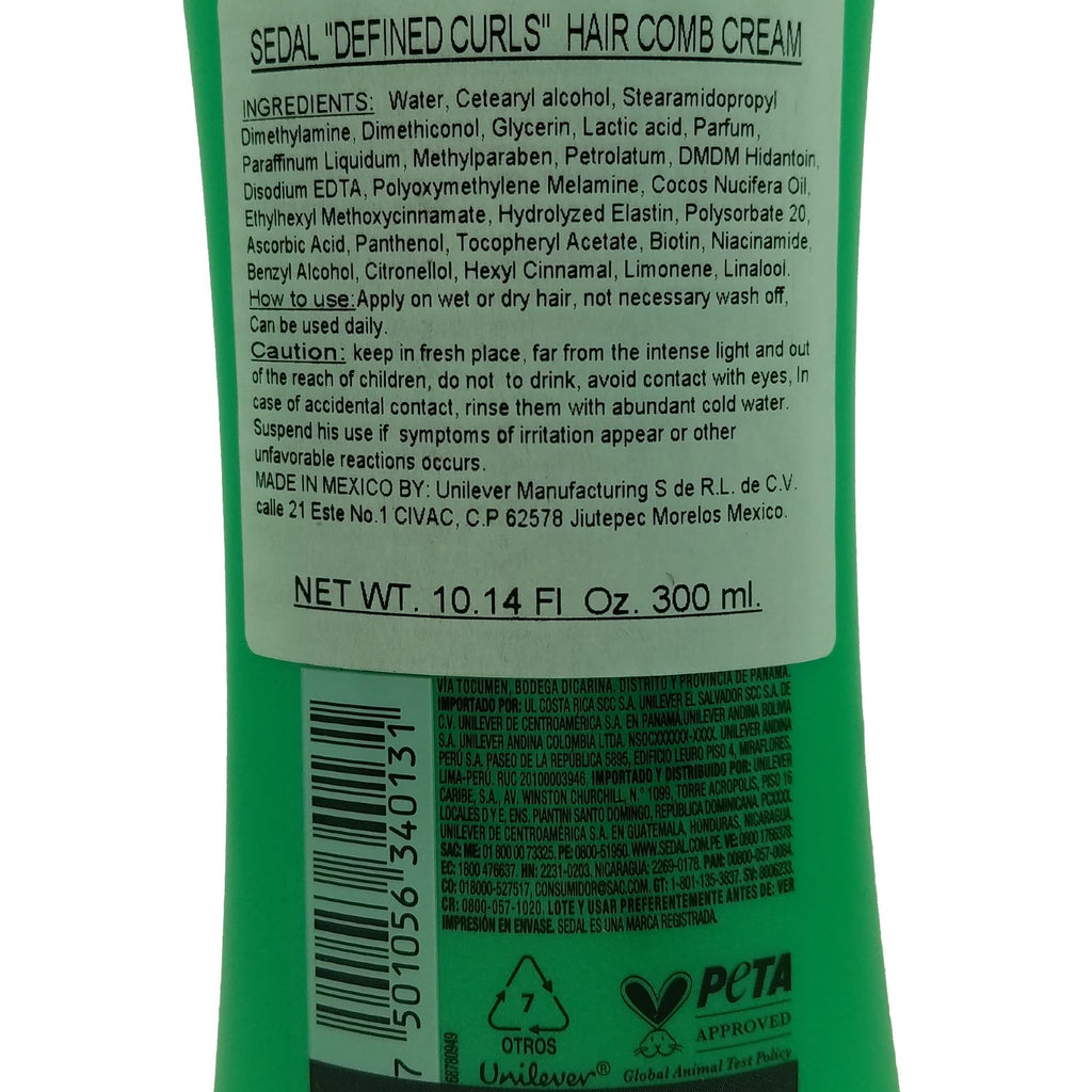 Sedal Curls Defined Hair Comb Cream – Coconut Oil, Pro-Vitamin B5 & Elastin (300ml, 2-Pack)