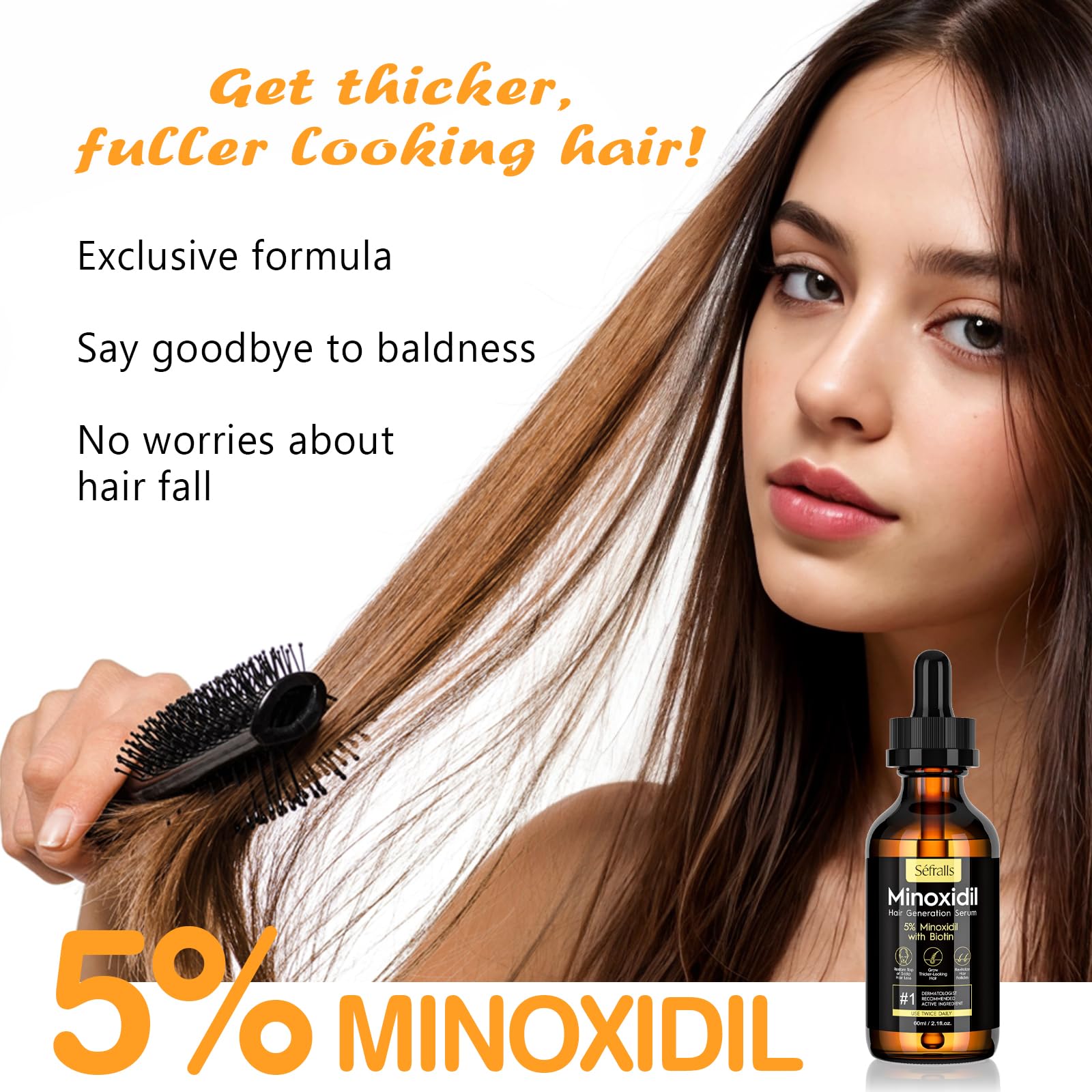 Sefralls 5% Minoxidil Hair Growth Oil Kit – Extra Strength Hair & Beard Regrowth Serum, 2.11 fl oz