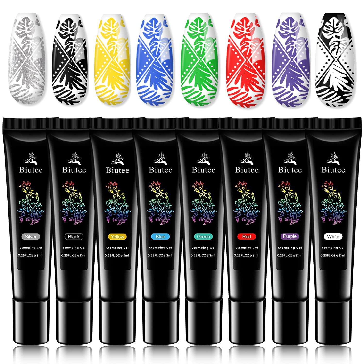 SEISSO Stamping Polish Gels – 8 Colors UV/LED Soak-Off Nail Art Kit
