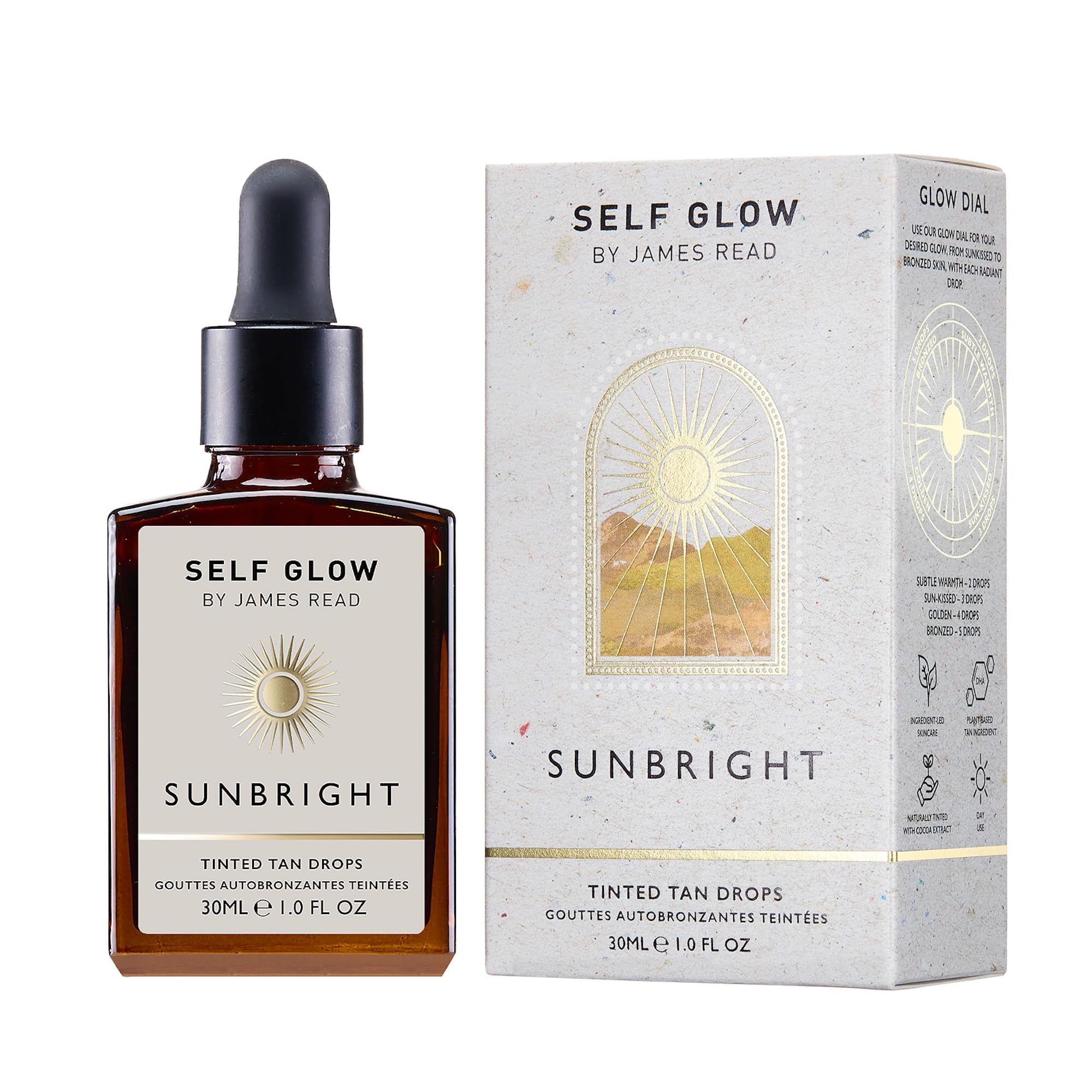 Self Glow by James Read Sunbright Mix-In Tinted Drops – Customizable Glow for Moisturizer, Serum, or Makeup | 30mL