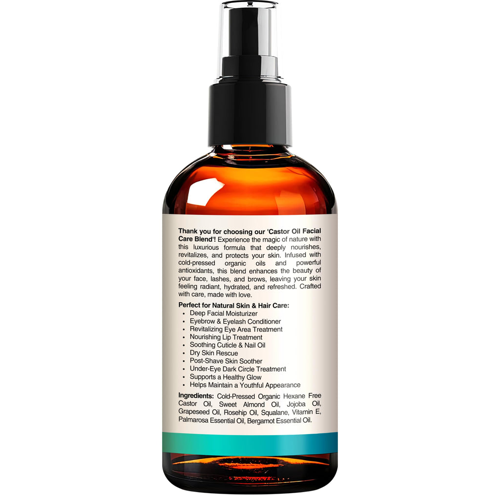 SELFWISE Organic Castor Oil – Face Moisturizer, Brow & Lash Conditioner, 4oz