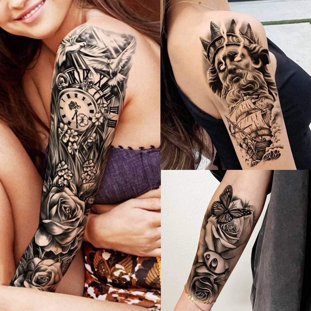 SELIDODO 20 Sheets Extra Large Full Arm Sleeve Temporary Tattoos for Adults | Waterproof Realistic Designs