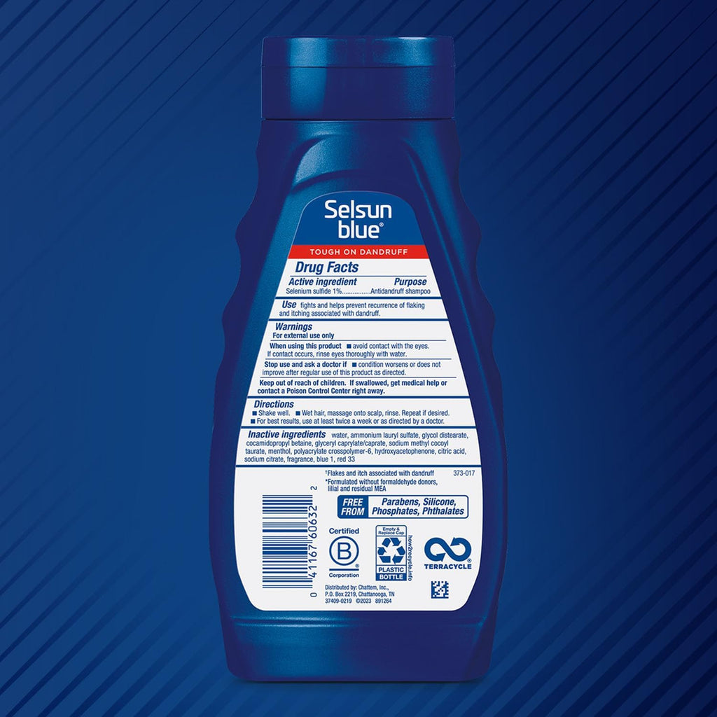 Selsun Blue Medicated Anti-Dandruff Shampoo with Menthol, 2 x 11 oz, Maximum Strength