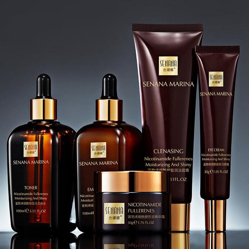 Senana 5Pcs Fullerene Nicotinamide Skincare Set – Hydrating Creams for Moisture & Pore Balance
