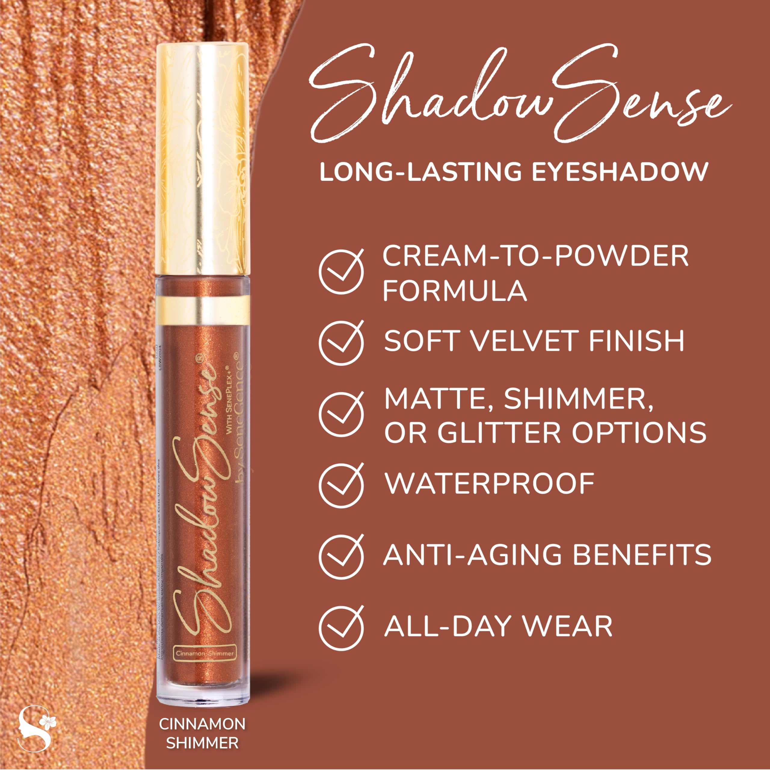 SeneGence ShadowSense EyeShadow Cinnamon Shimmer – Creme-to-Powder, Waterproof & Long-Lasting