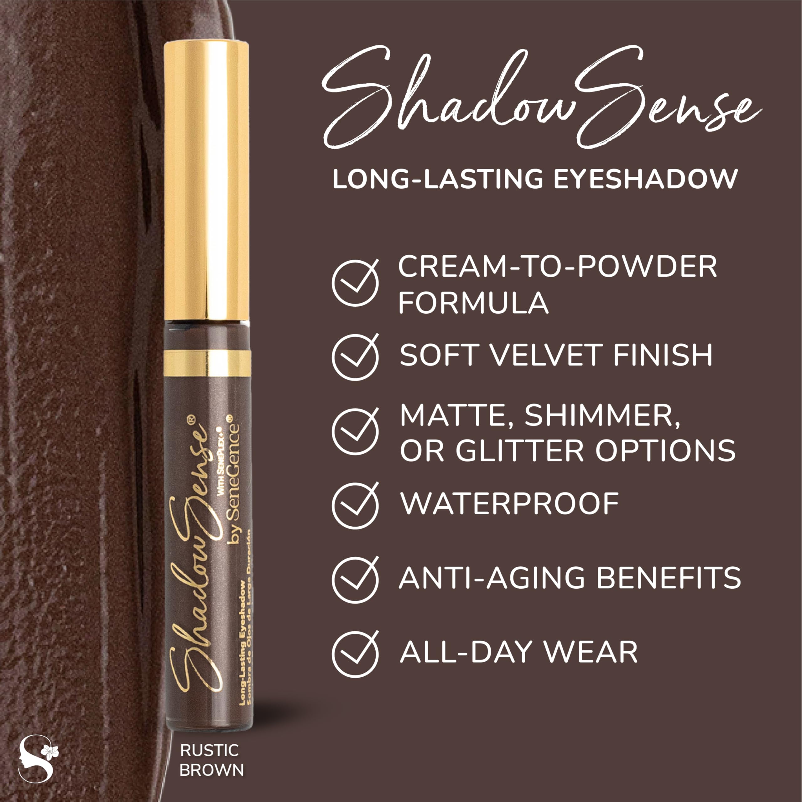 SeneGence ShadowSense EyeShadow Rustic Brown – Matte Creme-to-Powder, Long-Lasting Waterproof