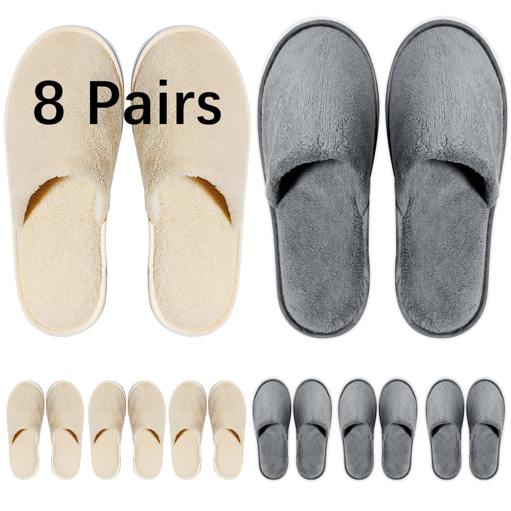 SENJUNSAFE 8 Pairs Guest Slippers – Disposable & Reusable (US Men 10 / Women 11)