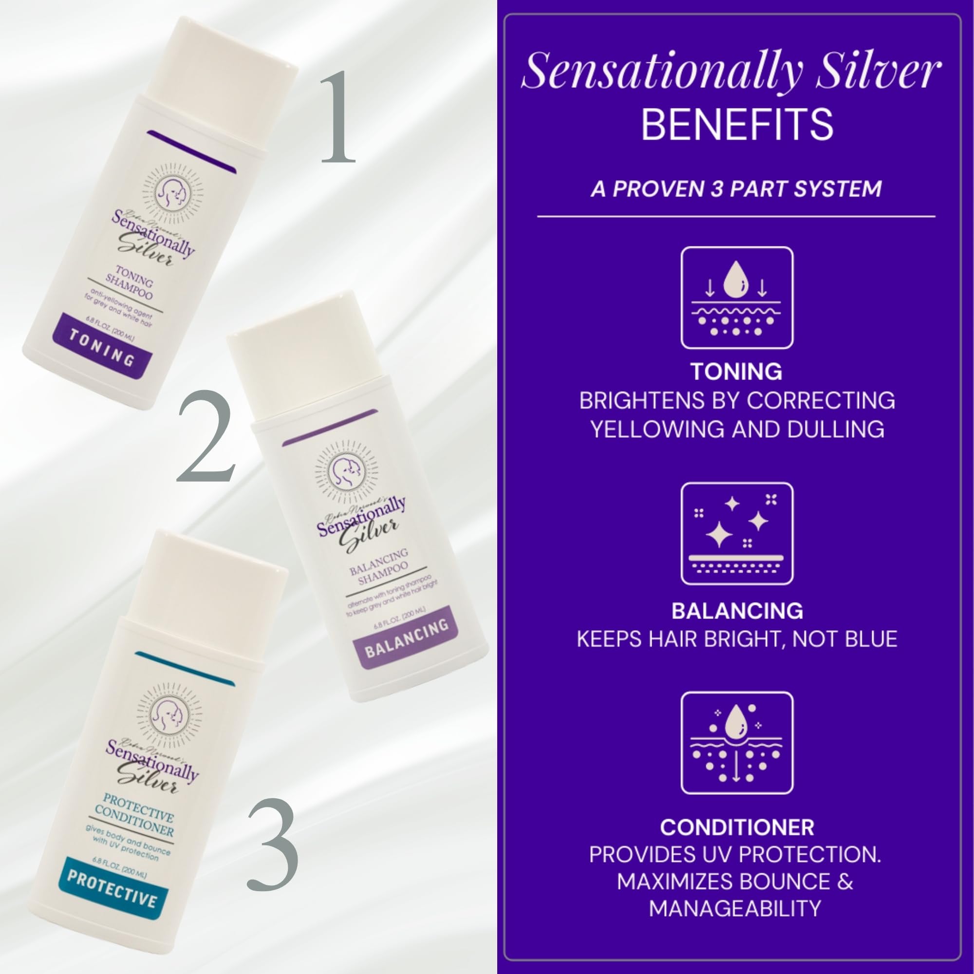 Robin Norwood's Sensationally Silver Protective Conditioner – UV Defense for Gray Hair (6.8 oz)