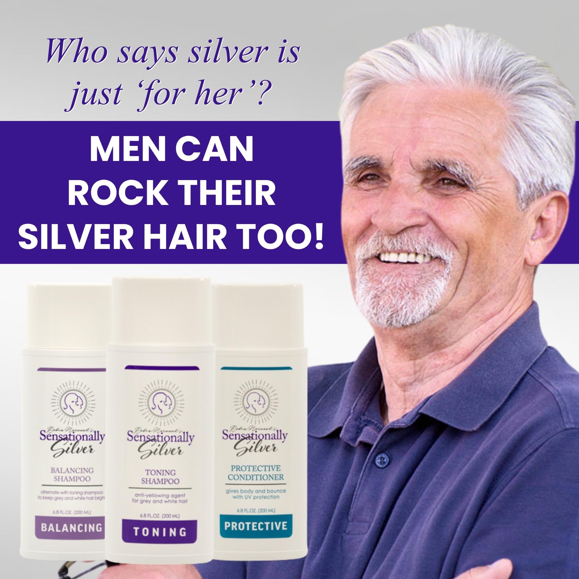 Robin Norwood's Sensationally Silver Protective Conditioner – UV Defense for Gray Hair (6.8 oz)