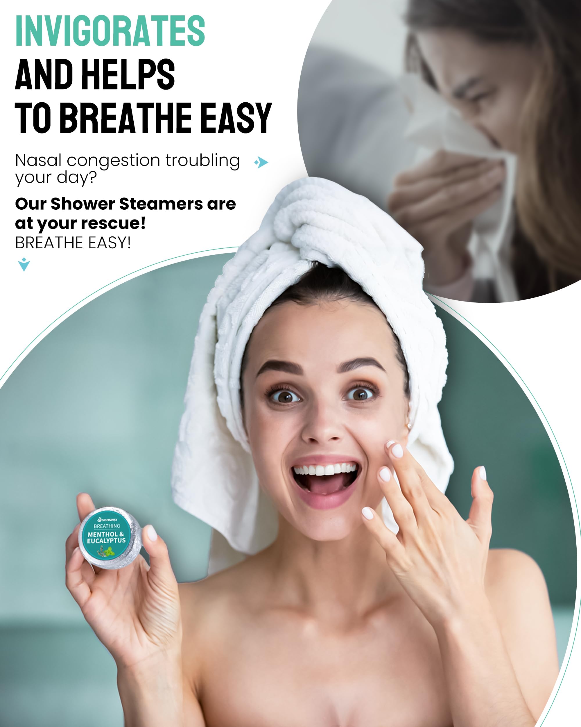 SEONNIX Shower Steamers Aromatherapy 15 Pack – Menthol & Eucalyptus
