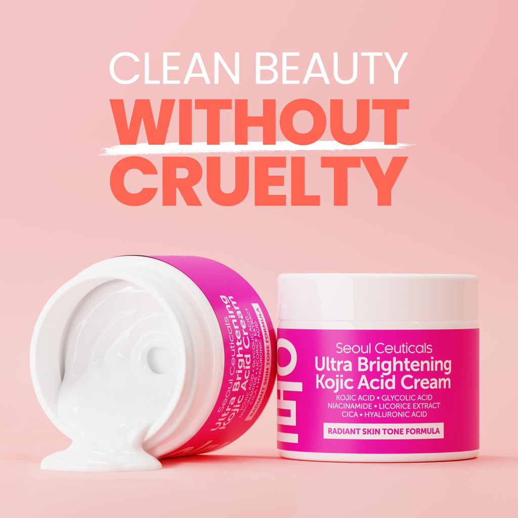 SeoulCeuticals Korean Kojic Acid Cream for Dark Spots | Glycolic + Niacinamide + Cica + HA Moisturizer - Cruelty-Free 2 oz
