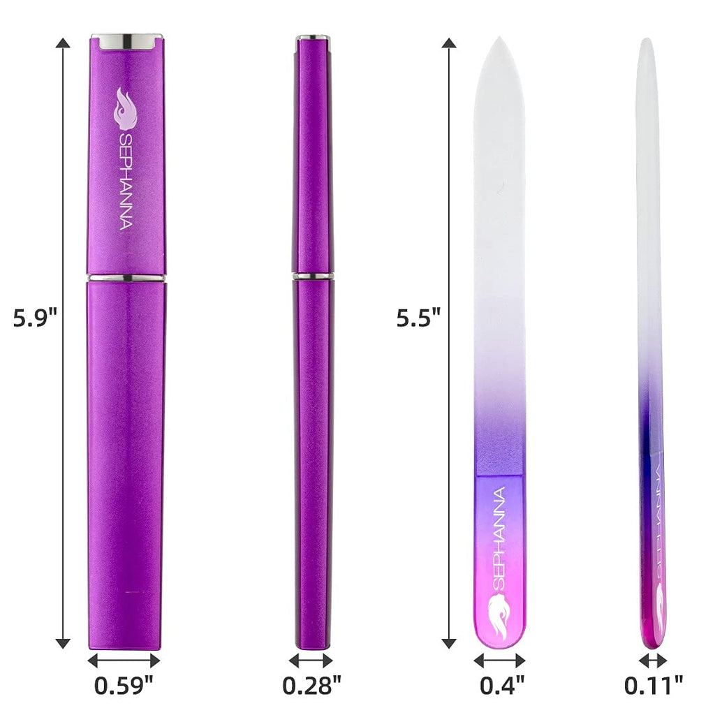 SEPHANNA Premium Crystal Glass Nail File – Double-Sided, Portable with Case (Unisex)
